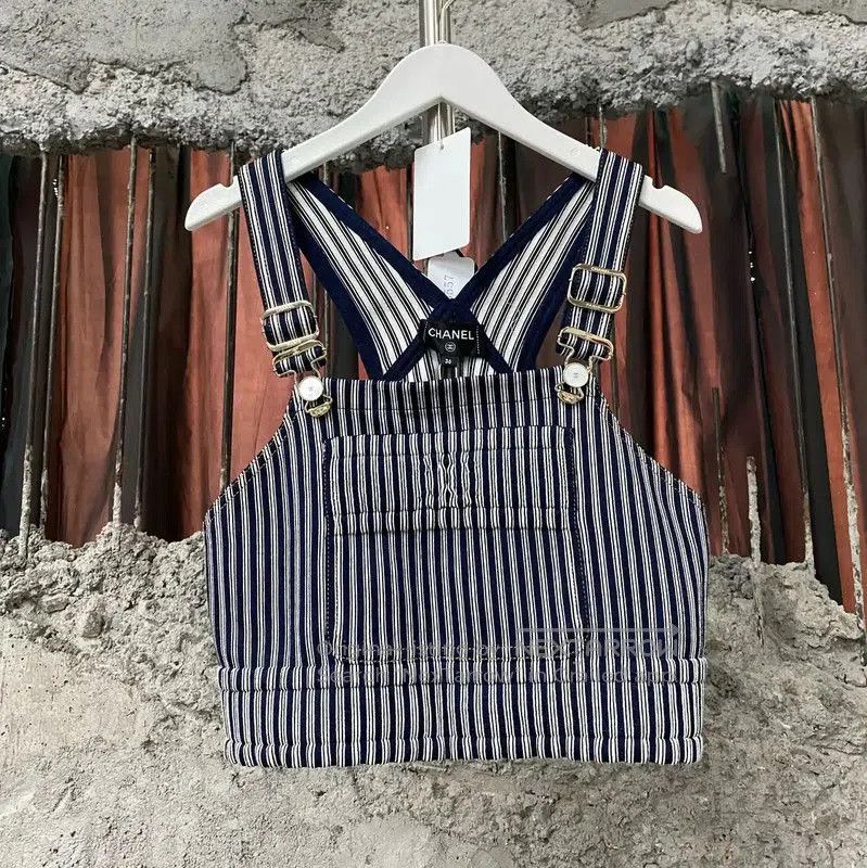 Chanel Chanel Striped Blue Summer Crop Top . Size XXS / US 00 / IT 34 - 1 Thumbnail