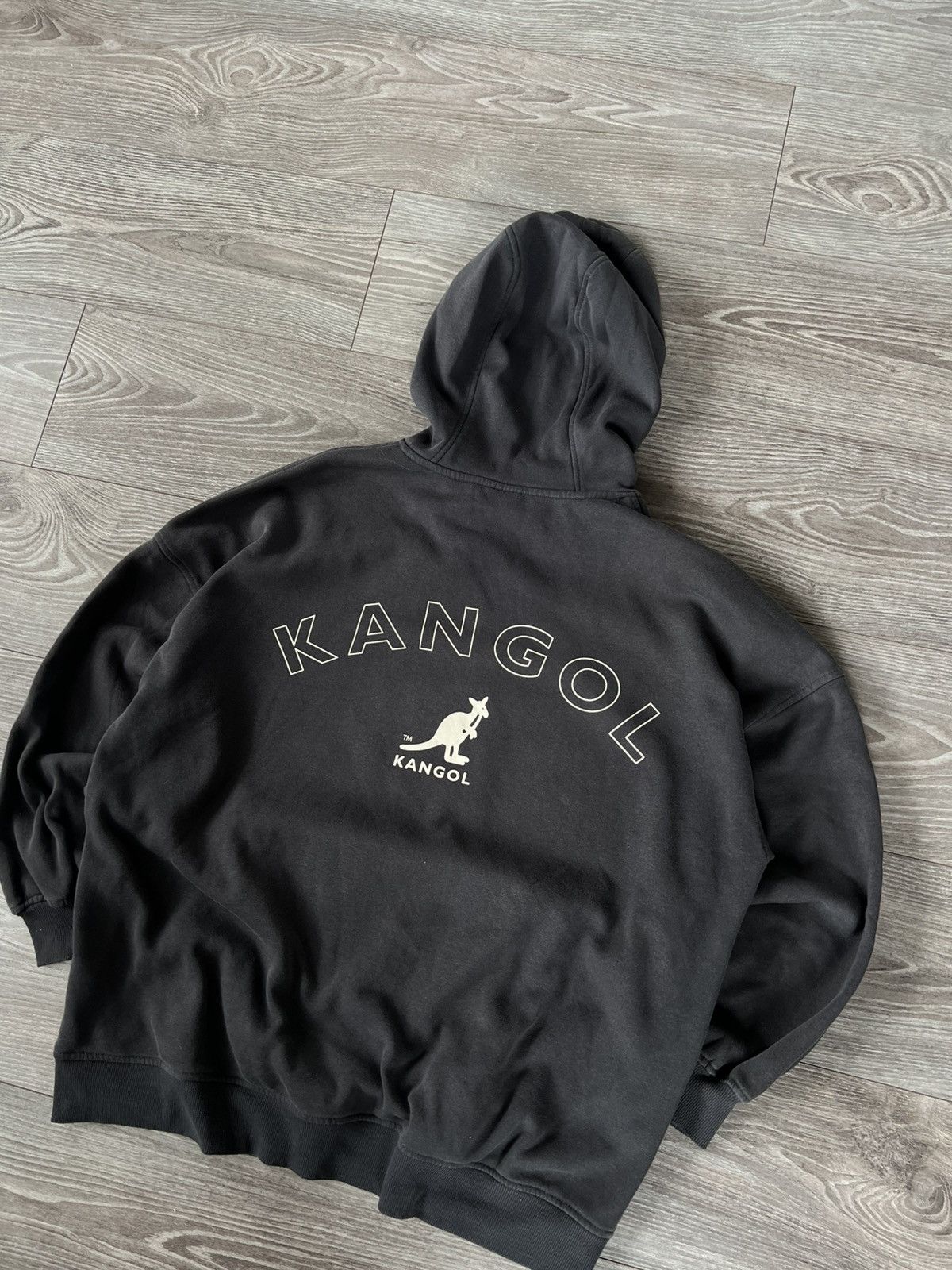 Designer ‼️Rare Oversized Big Logo Kangol x H&M Distressed Hoodie‼️ Size US M / EU 48-50 / 2 - 5 Thumbnail