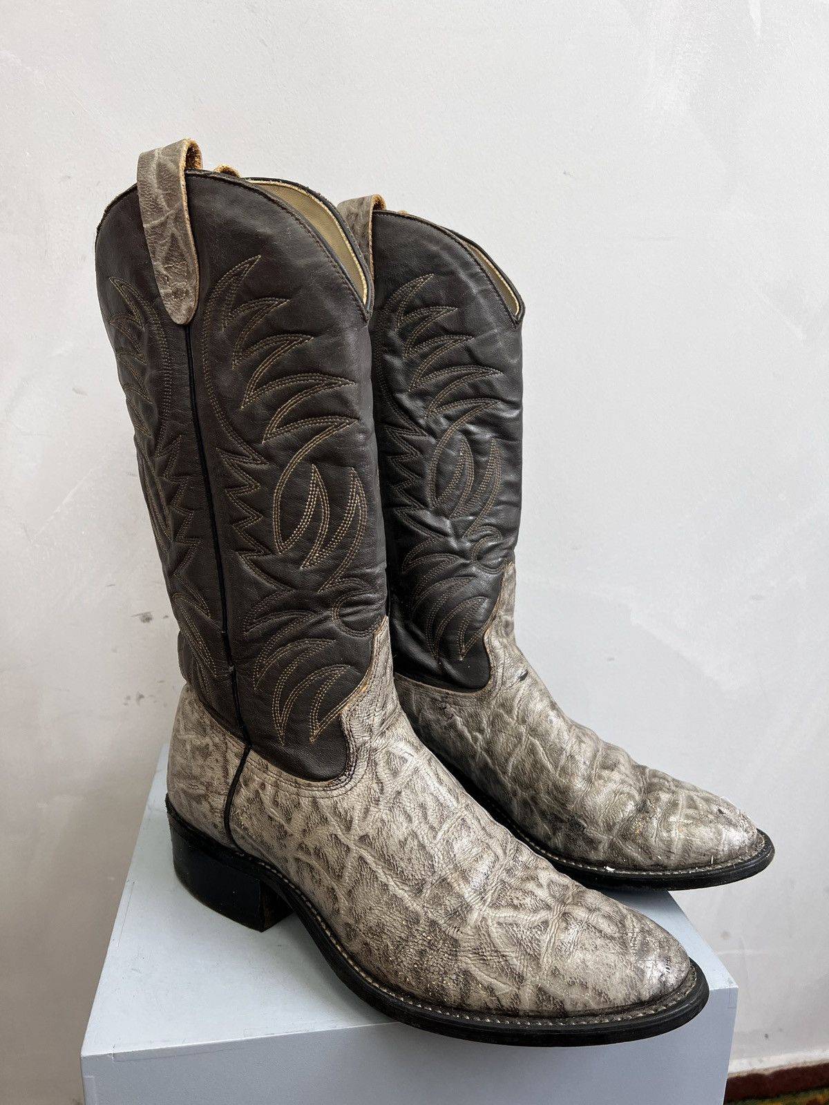 Rick Owens waxed leather cowboy boots