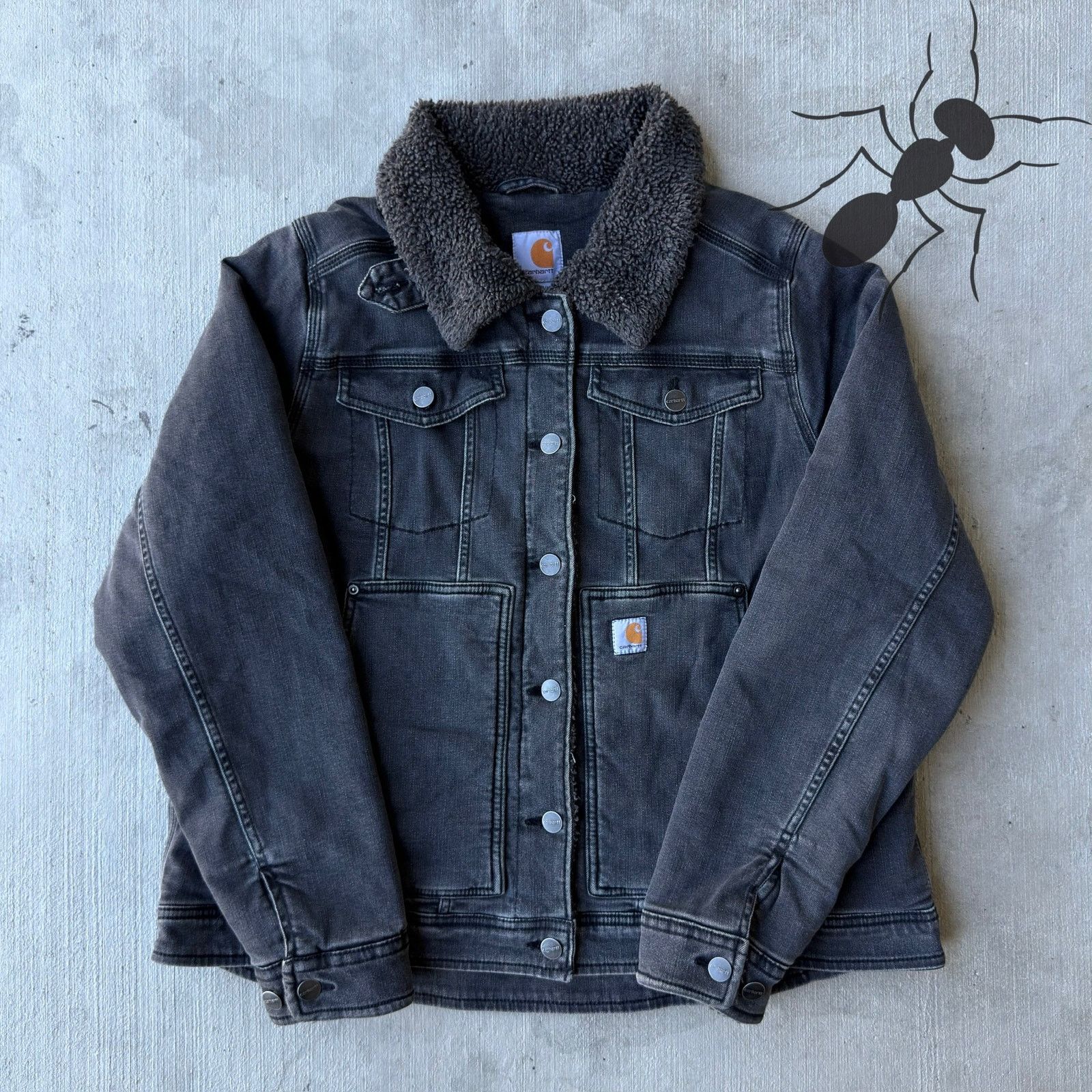 Carhartt × Vintage Carhartt BLK faded black sherpa trucker work wear jacket Size US XL / EU 56 / 4 - 1 Thumbnail