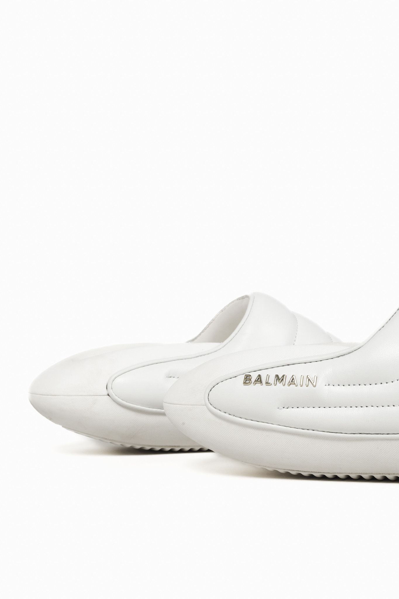 Balmain Balmain YN1VL699LPQP0A White Leather B-It Padded Mules Size US 6.5 / IT 36.5 - 7 Thumbnail