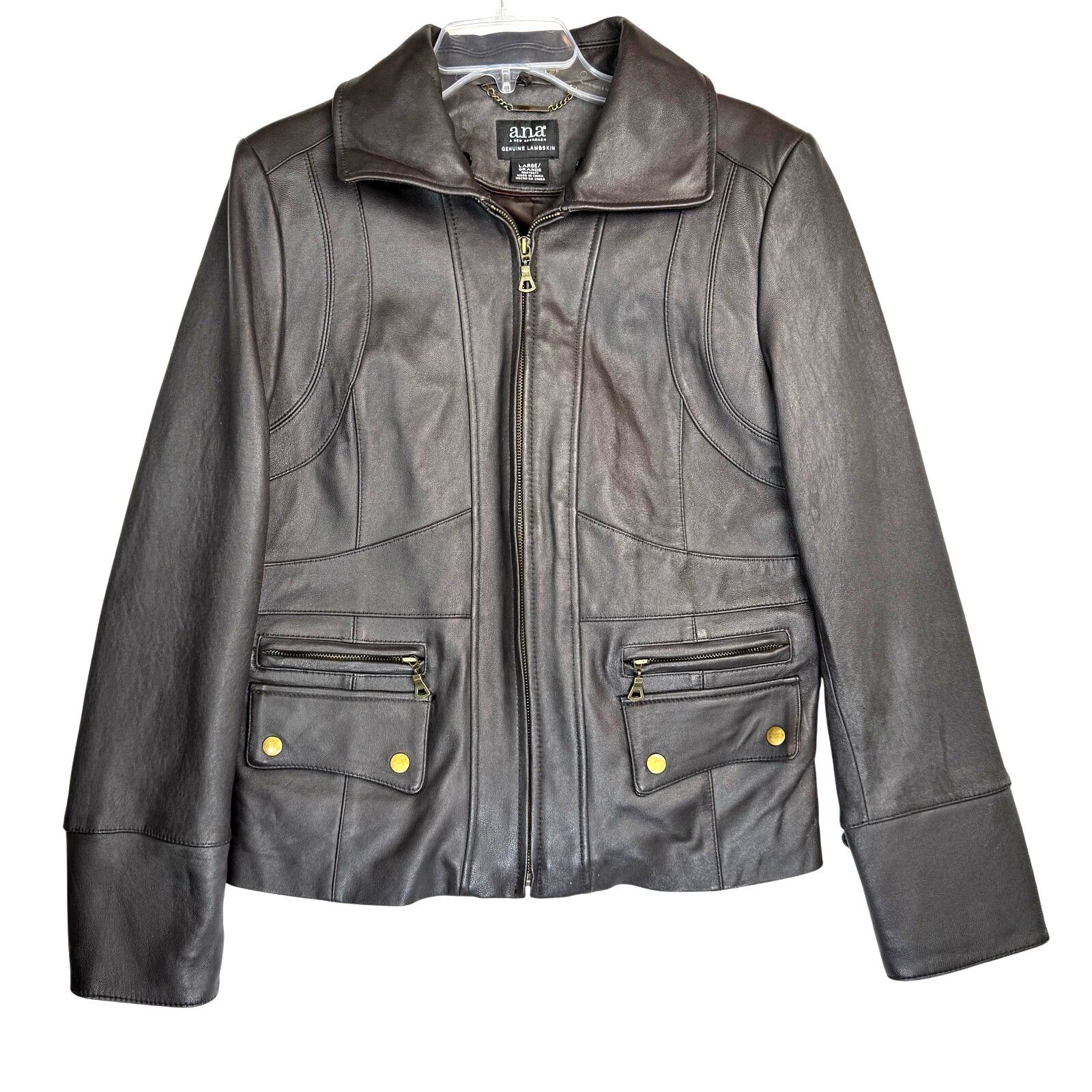 Other vtg y2k lambskin leather moto jacket brown ana size large Size L / US 10 / IT 46 - 2 Thumbnail