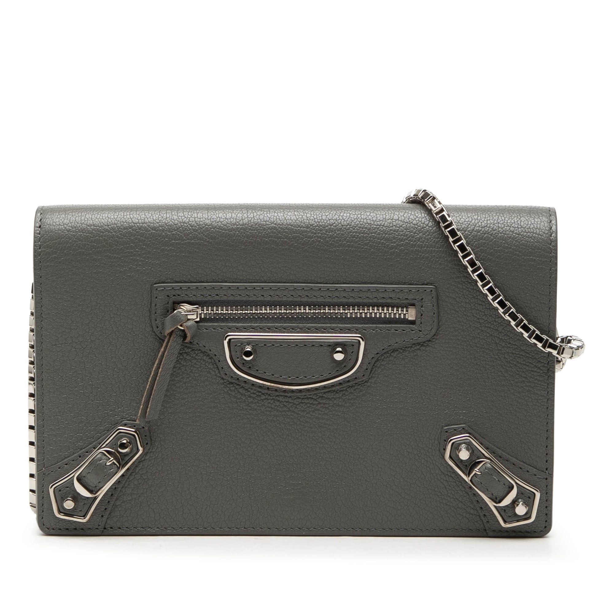 Balenciaga Chevre Motocross Metallic Edge Wallet on Chain Size ONE SIZE - 1 Thumbnail
