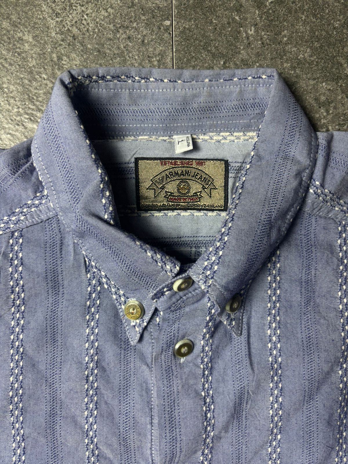 Giorgio Armani 1990s Armani Jeans Rayon Stripe Shirt Size US L / EU 52-54 / 3 - 4 Thumbnail
