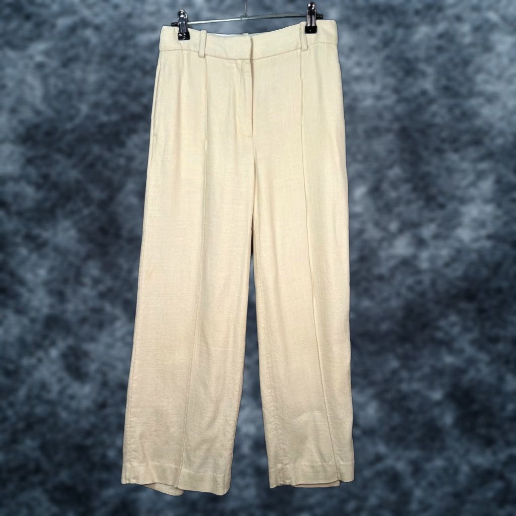 Adam Lippes Adam Lippes Womens Pants Beige High-Waisted Wide-Leg Adult 0 Inseam 28 in USA Made Dress Pants Mens Womens Girls Boys Size 25" / US 0 / IT 36 - 1 Thumbnail