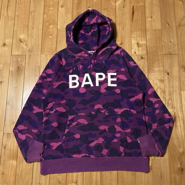Bape BAPE LOGO Pullover Hoodie Purple Camo a bathing ape Size US XL / EU 56 / 4 - 1 Thumbnail