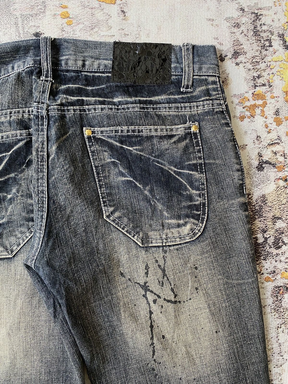 Japanese Brand Black Baccara Distressed Claws Mark Design Flare Denim Size US 32 / EU 48 - 19 Thumbnail