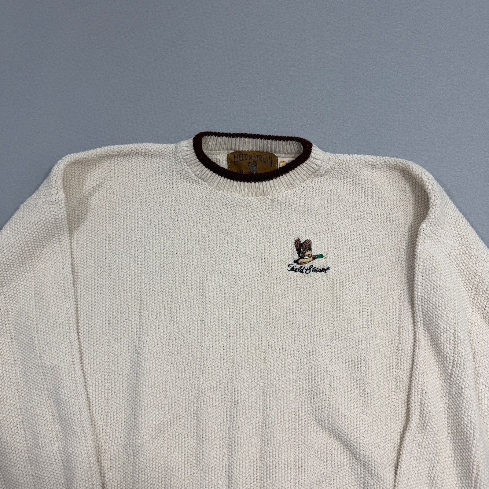 Vintage Vintage Field & Stream Duck Knit Sweater Men's XL Cream 90s Size US XL / EU 56 / 4 - 2 Thumbnail