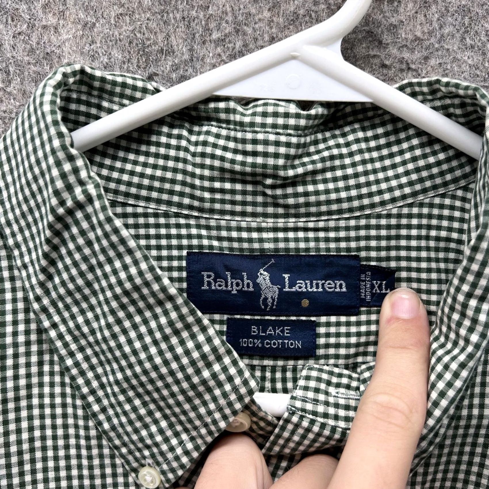 Ralph Lauren VINTAGE Ralph Lauren Shirt Mens XL Green Check Oxford Button Front Woven Size 46R - 5 Thumbnail