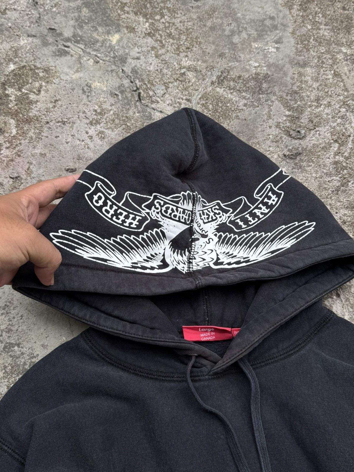 Supreme Supreme Trashed Hoodie Anti Hero Size US L / EU 52-54 / 3 - 3 Thumbnail