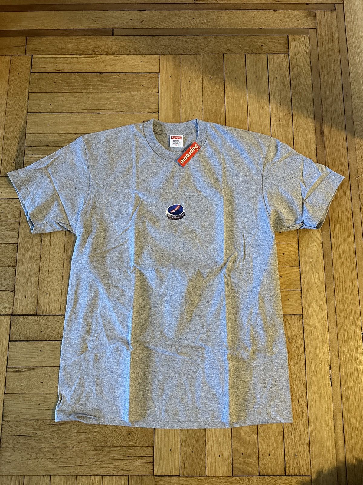 image of Supreme Bottle Cap Tee in Grey, Men's (Size Medium)