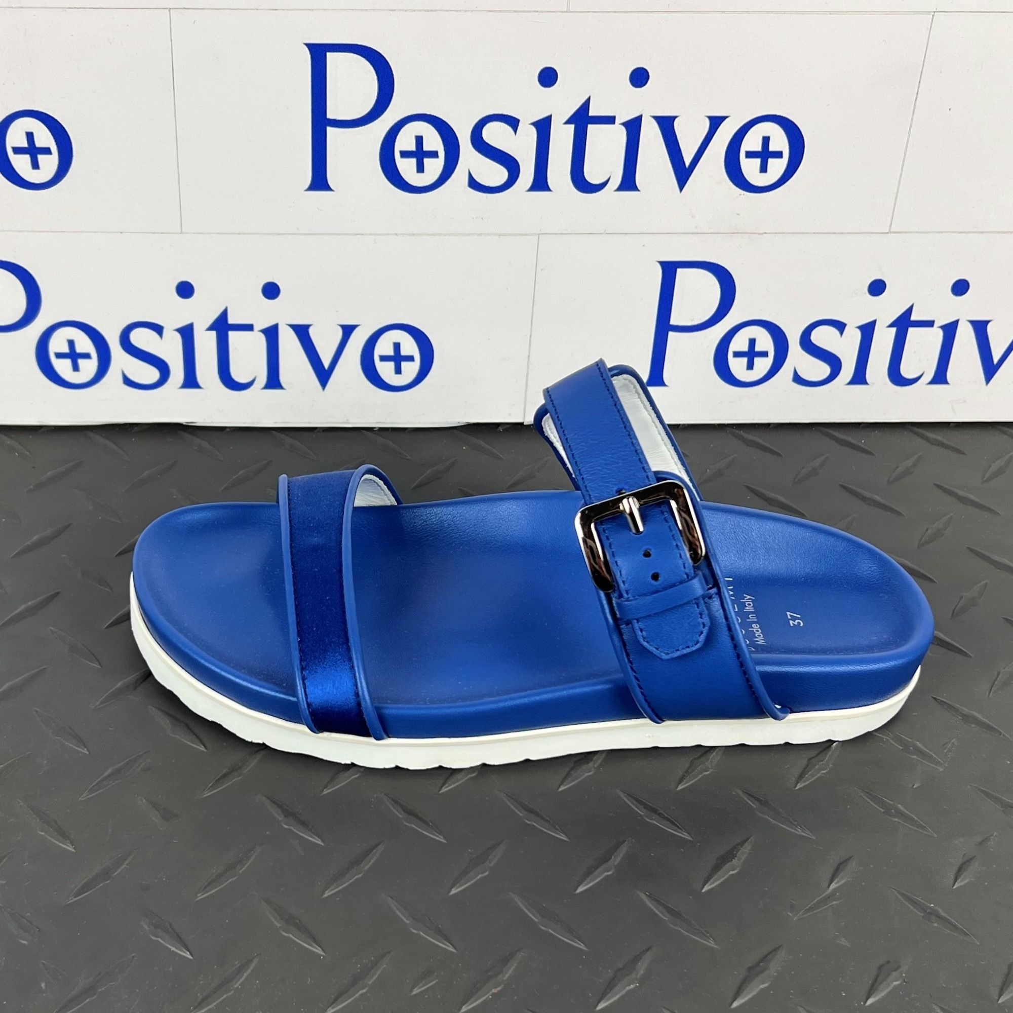 Buscemi Buscemi Slide Band Satin Royal Leather Sandals US 7 SAMPLE Size US 7 / IT 37 - 1 Thumbnail