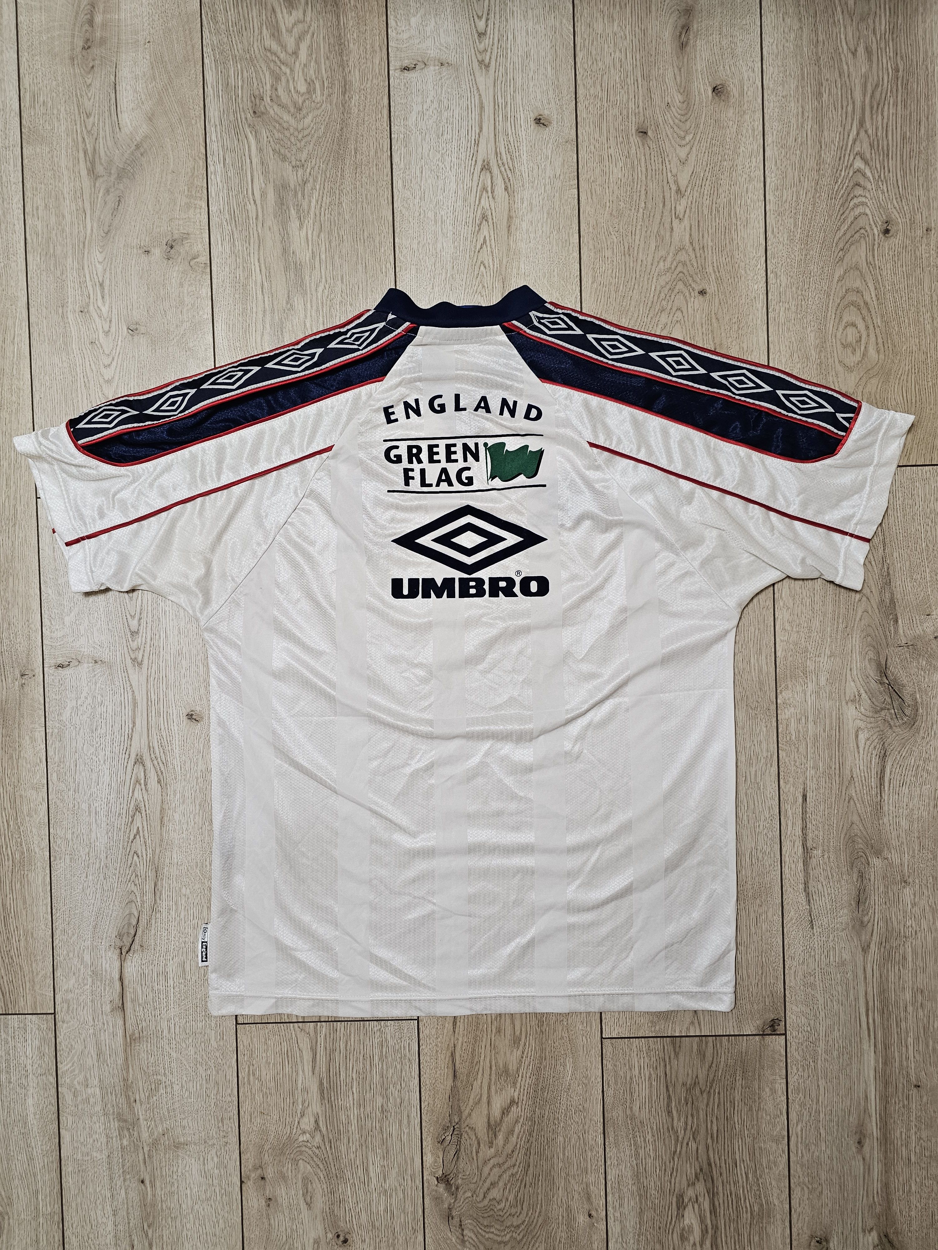 Vintage ENGLAND 1998 TRAINING FOOTBALL SOCCER JERSEY TGREEN FLAG Size US L / EU 52-54 / 3 - 2 Thumbnail