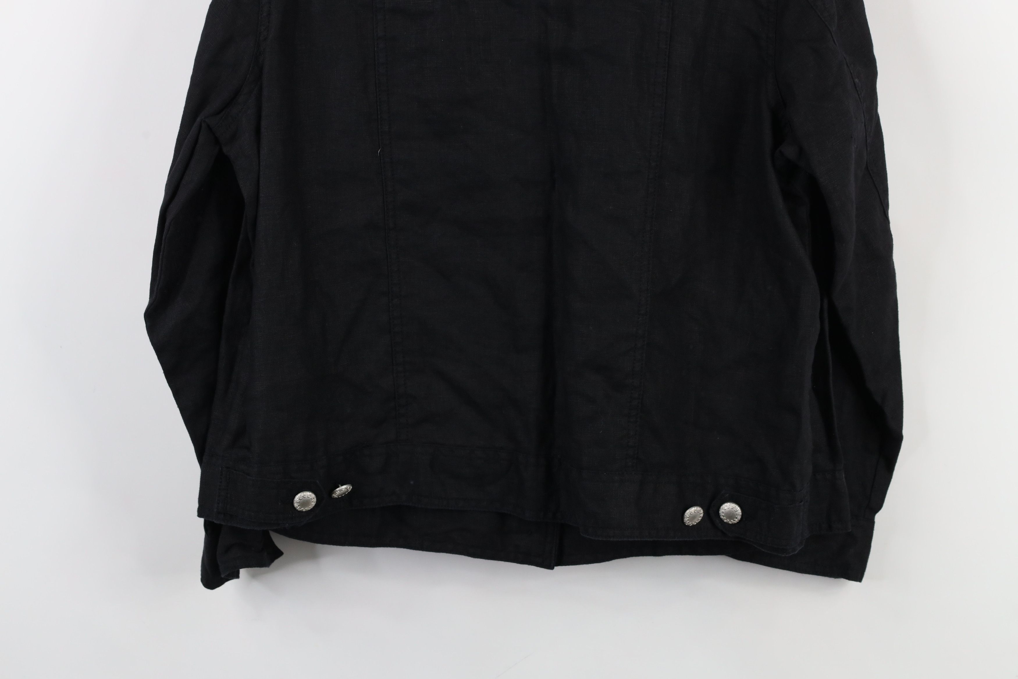 Vintage Lucy & Laurel Linen Full Button Trucker Jacket Black Size XL / US 12-14 / IT 48-50 - 15 Thumbnail