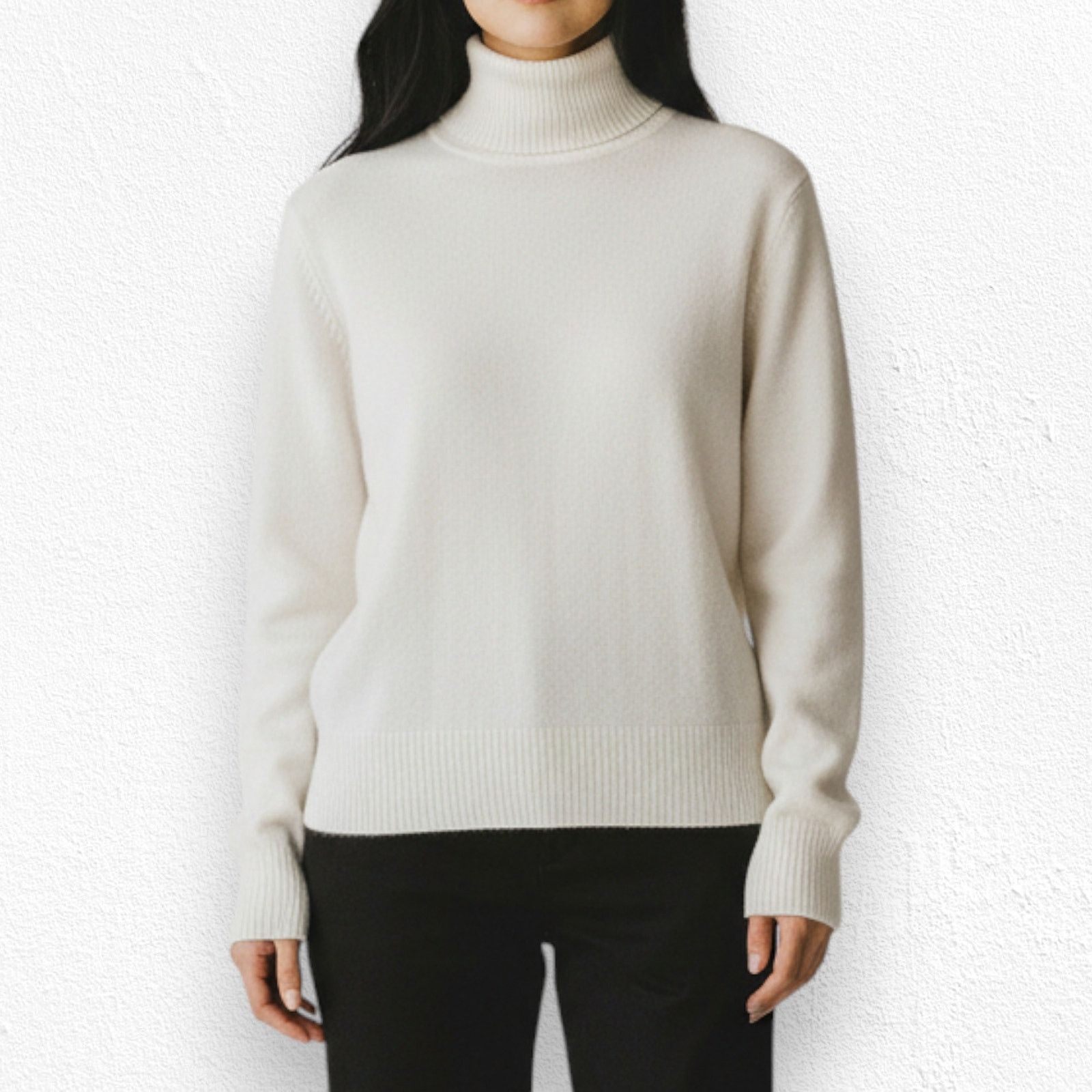 Vintage Y2K Ivory Cashmere Turtleneck Sweater Large Size L / US 10 / IT 46 - 2 Thumbnail