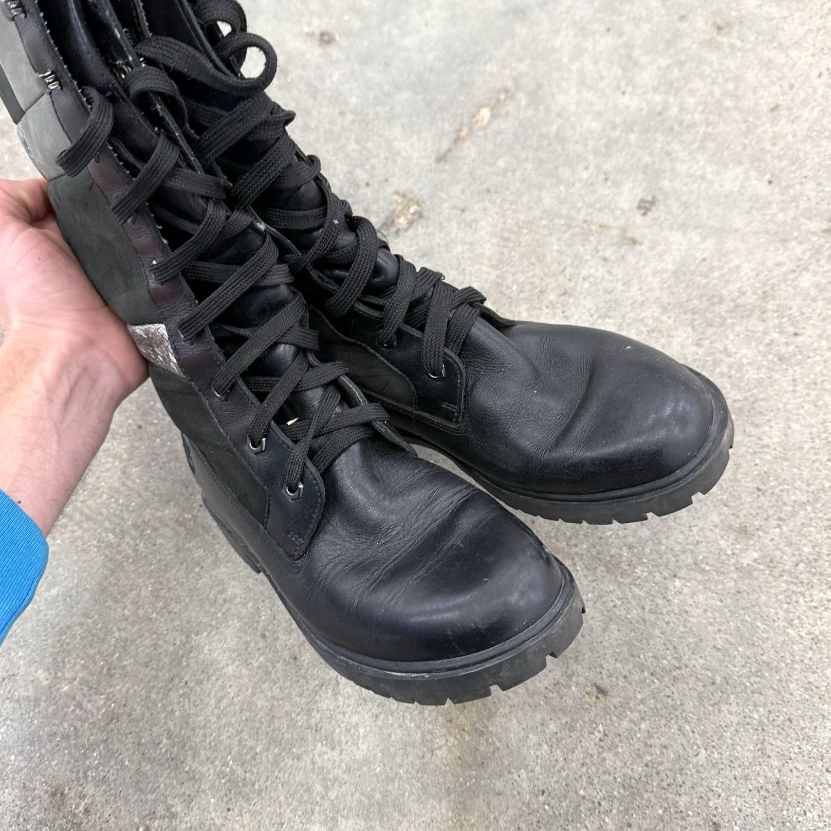 Timberland Timberland Knee High Patchwork Leather Boots Womens 7.5 M Black Gray Size US 8 / IT 38 - 4 Thumbnail