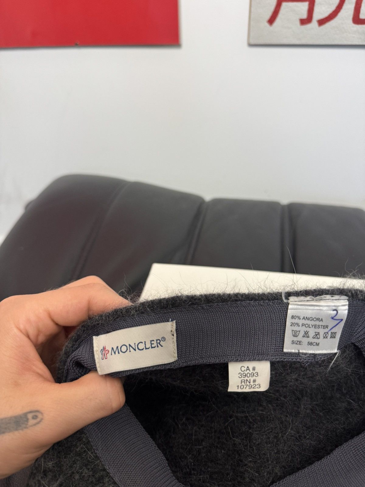 Moncler Moncler Logo Angora Wool Gray Fur Hat Cap Rare Designer Size ONE SIZE - 7 Thumbnail