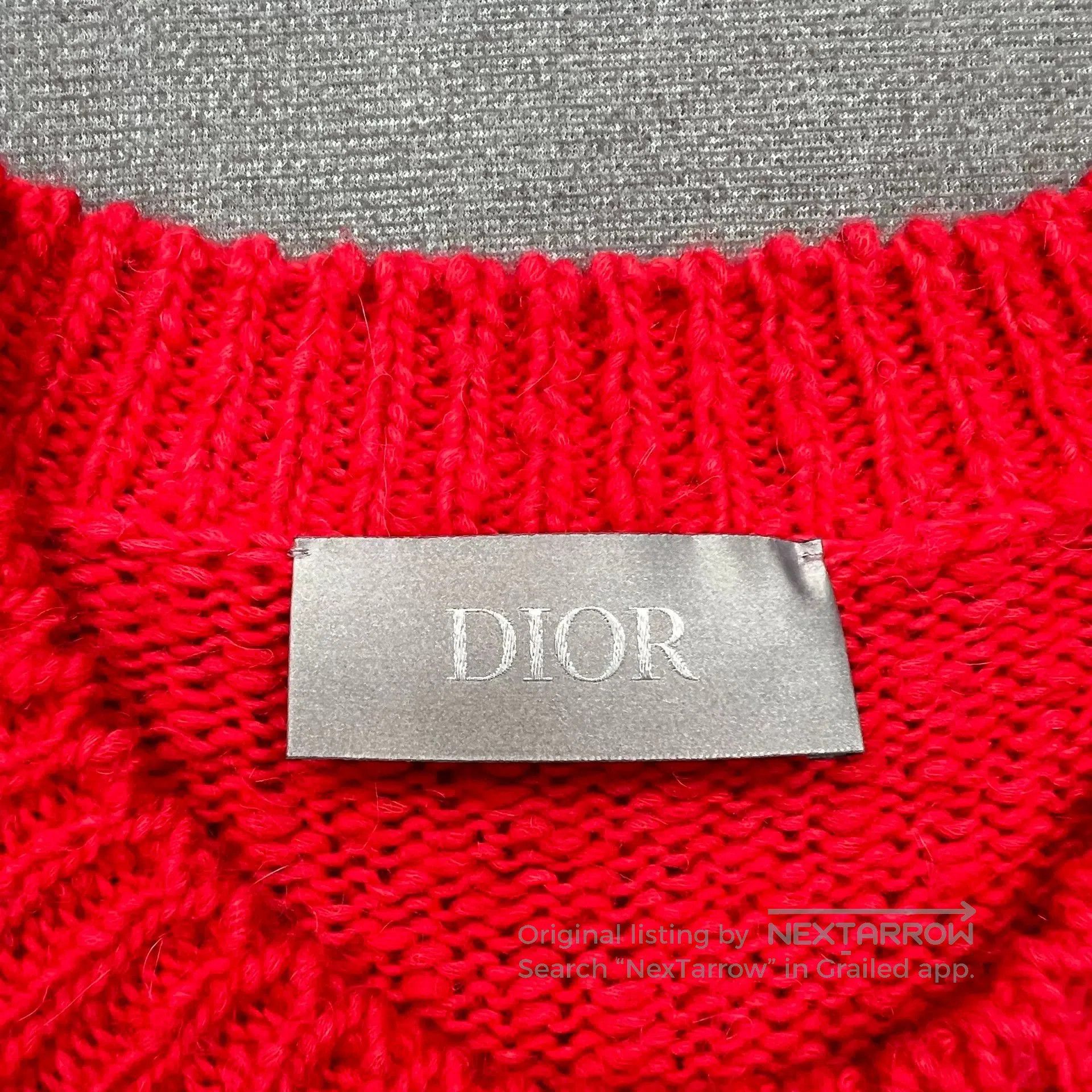 Dior Dior Red Embroidered Logo Flocked Dinosaur Sweater. Size US L / EU 52-54 / 3 - 4 Thumbnail