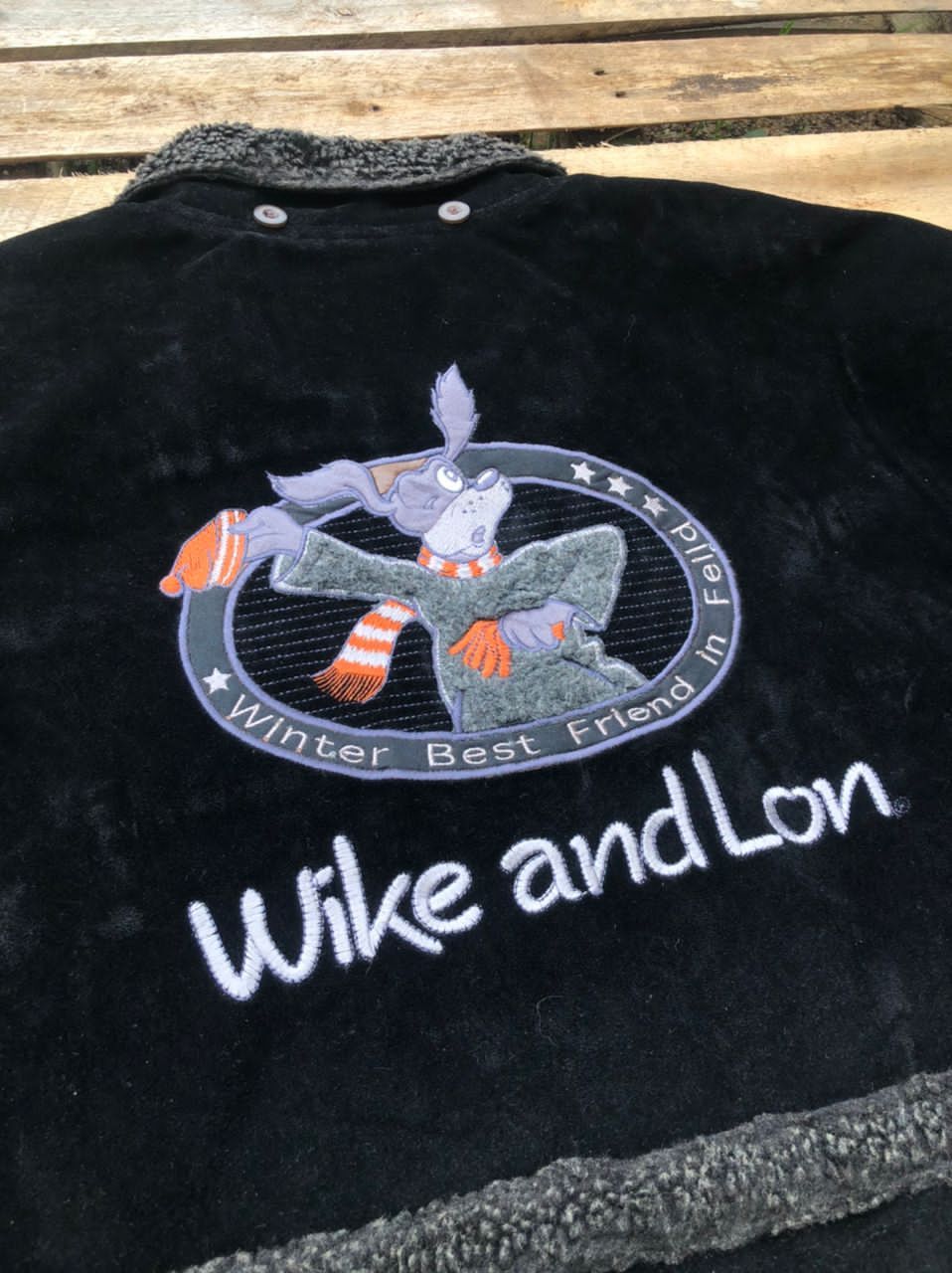 Cartoon Network × Japanese Brand × Vintage Vintage 90s Wike and Lon Embroidery Velvet Faux Fur Jacket Size US L / EU 52-54 / 3 - 7 Thumbnail