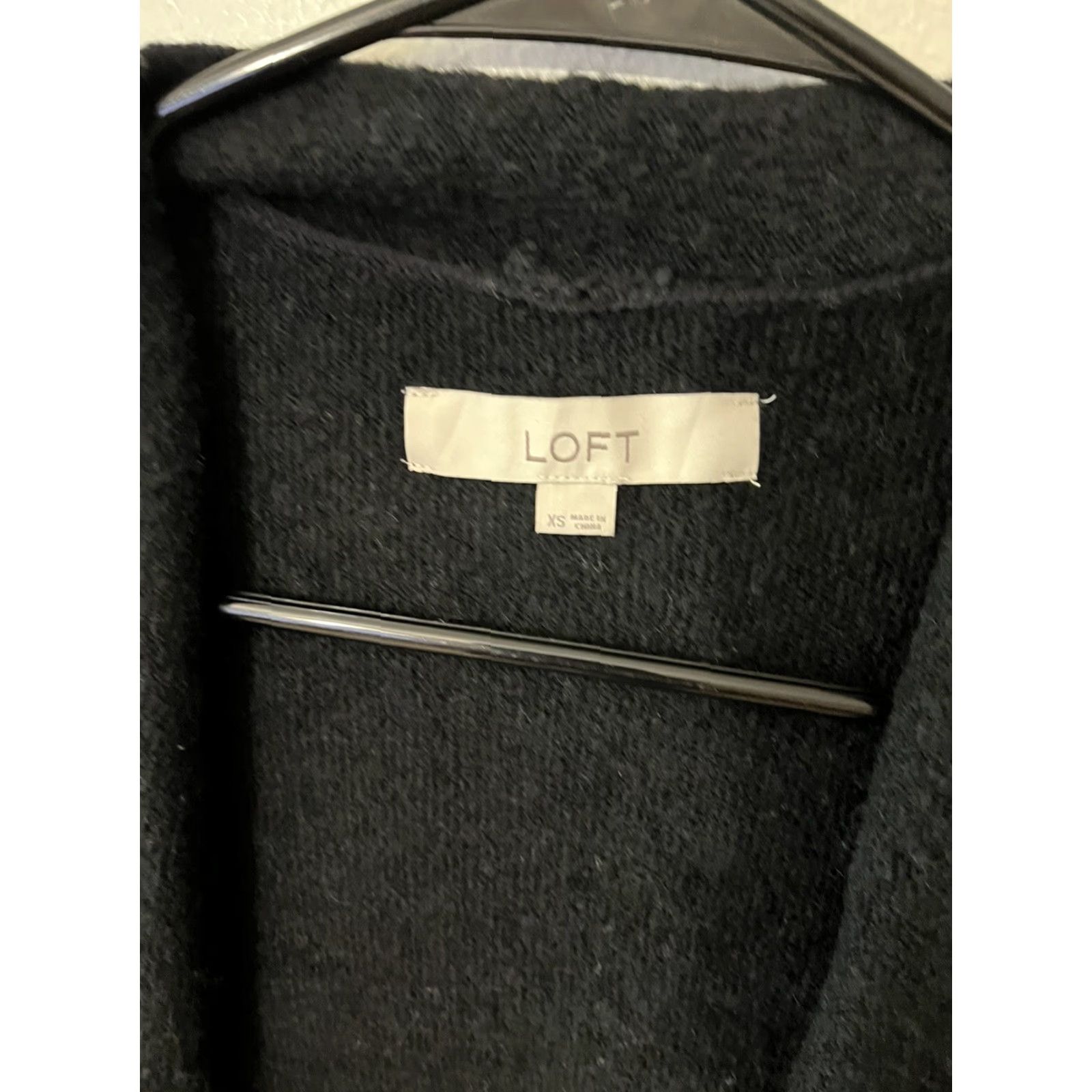 Loft VINTAGE LOFT Cardigan Shirt Women XS Black Open Front Asymmetrical Knit Sweater Size XS / US 0-2 / IT 36-38 - 3 Thumbnail