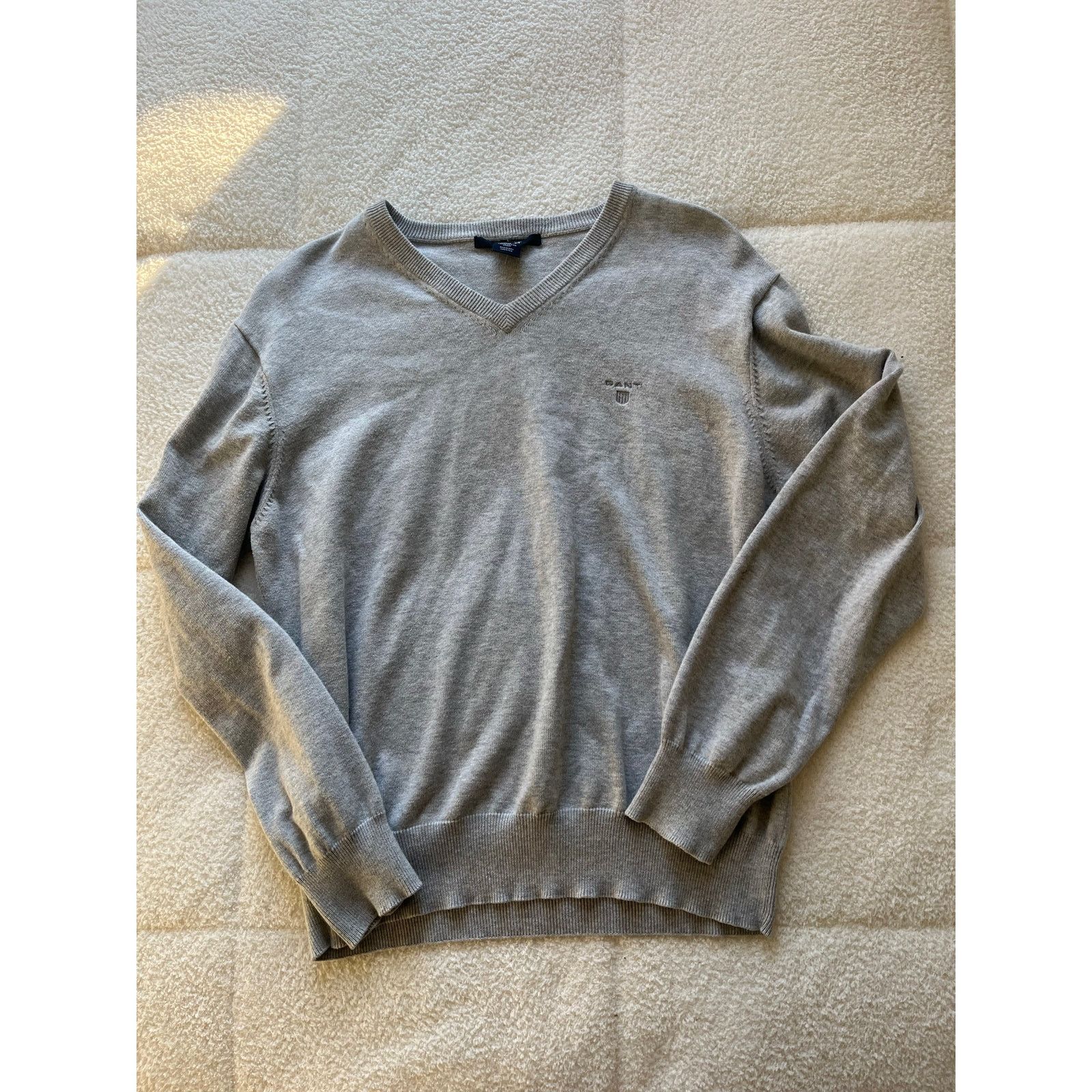 Gant Mens Gant Grey V Neck Cotton Pullover Jumper Size Large Size US L / EU 52-54 / 3 - 1 Thumbnail