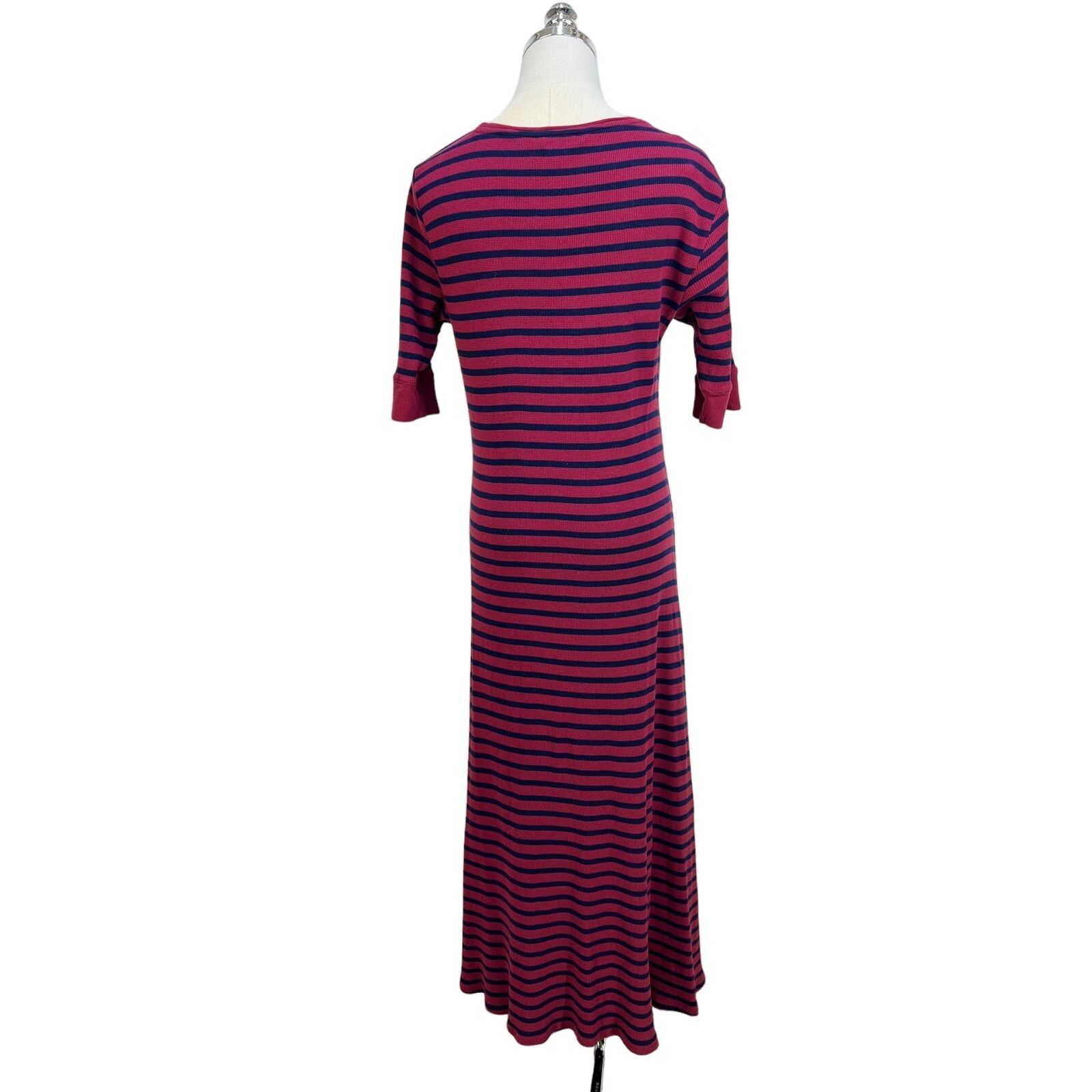 Lauren Ralph Lauren Lauren Ralph Lauren Stripe Waffle Knit Maxi Dress Red Cotton Size XL / US 12-14 / IT 48-50 - 7 Thumbnail
