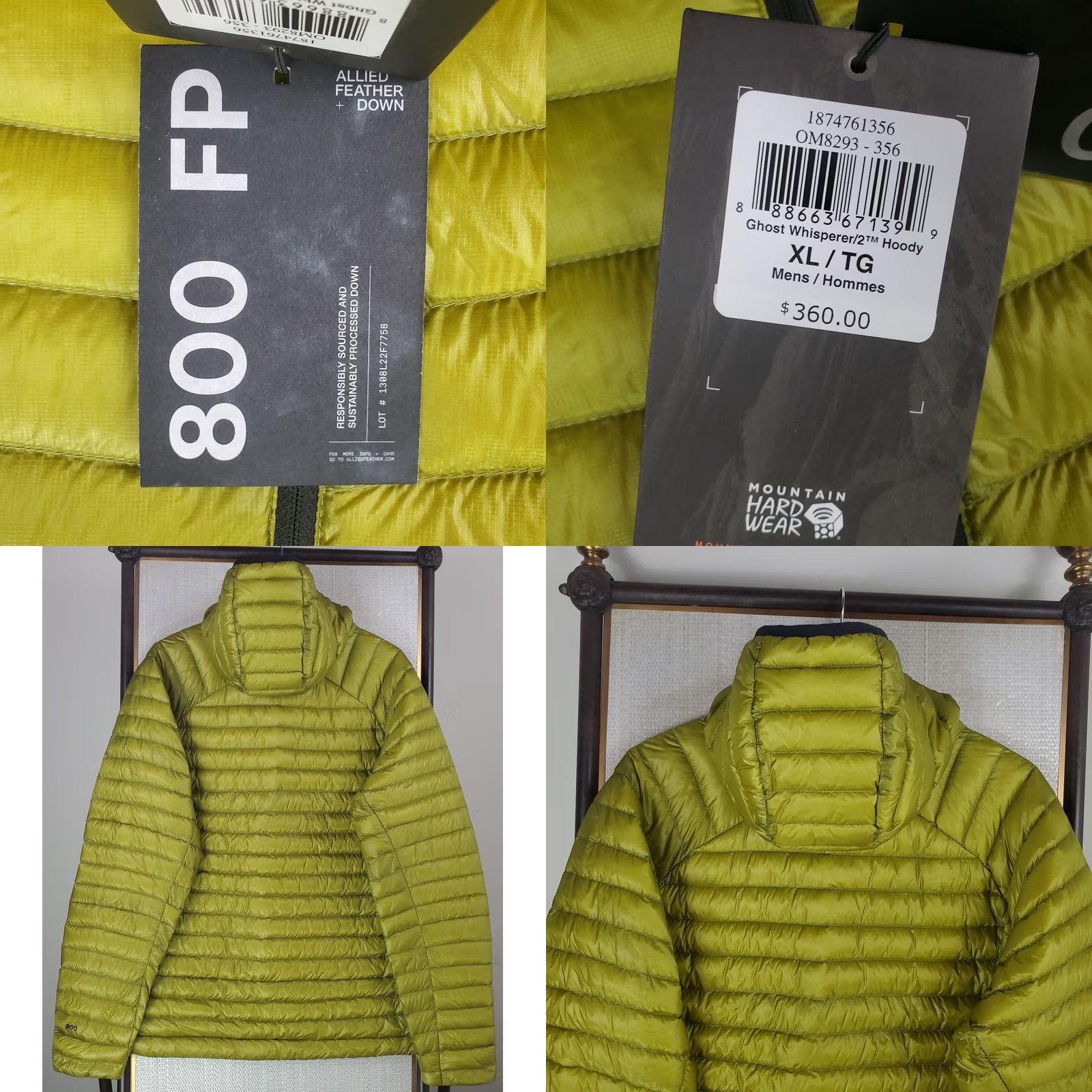 Mountain Hardwear MOUNTAIN HARDWEAR Ghost Whisperer 2 Jacket XL Moss Green Mens Down 800 Full Zip New with Tags Include Hood Winter Ski Snowboard Sports Jacket Size US XL / EU 56 / 4 - 8 Thumbnail