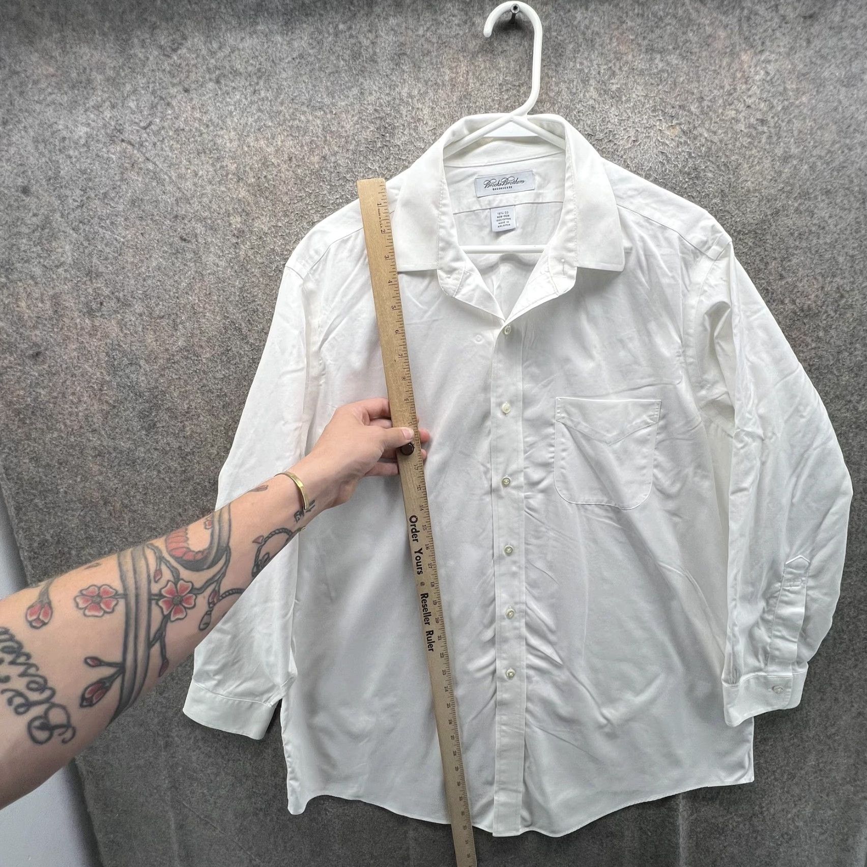 Brooks Brothers Brooks Brothers Dress Shirt Mens 16.5 33 White Classic Fit Non Iron Cotton Shirt Mens Long Sleeve Size 46R - 3 Thumbnail