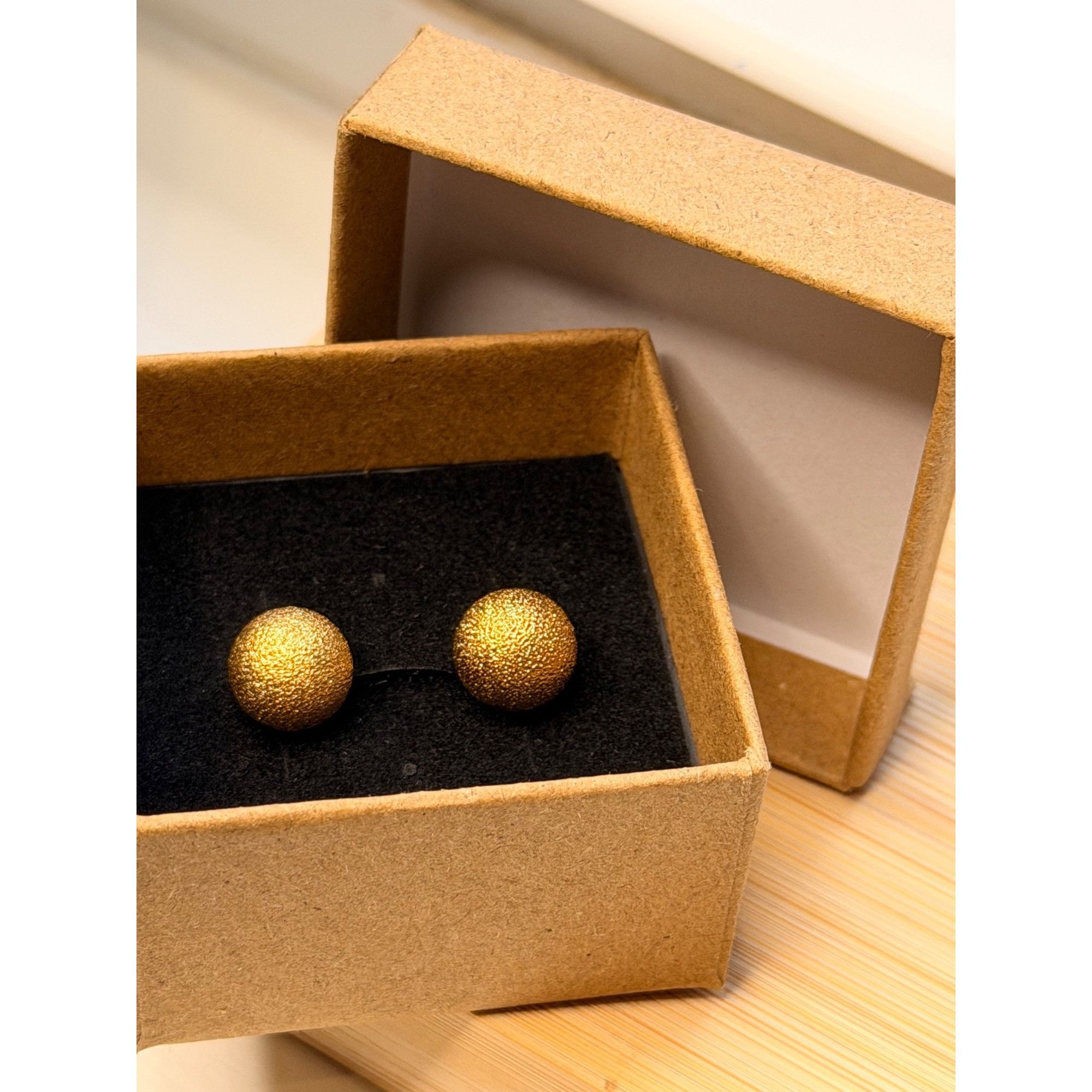 Other Gold Textured Ball Stud Earrings In Gift Box Size ONE SIZE - 1 Thumbnail
