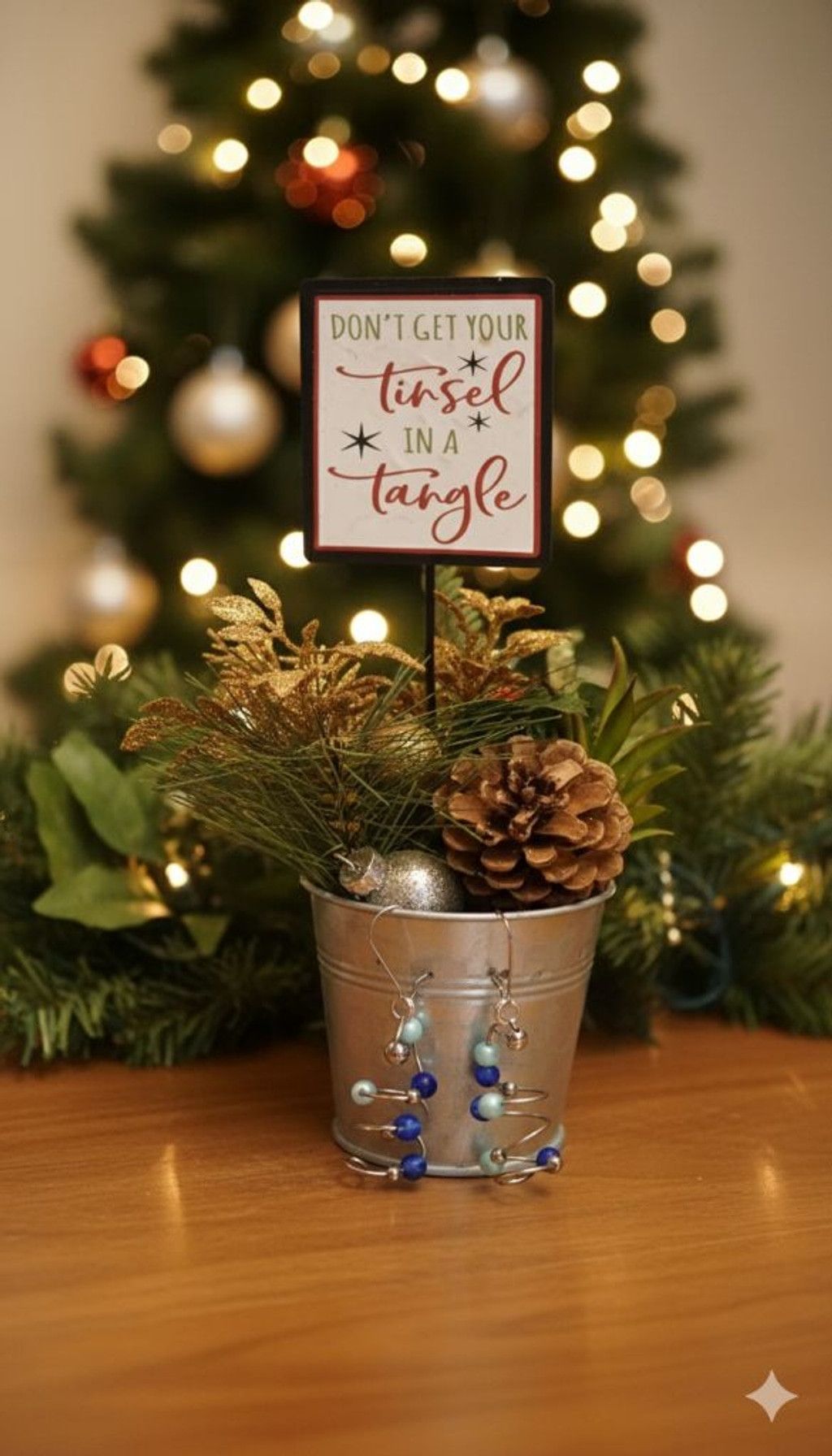 Handmade Stainless steel wire beaded Christmas tree earrings Size ONE SIZE - 5 Thumbnail