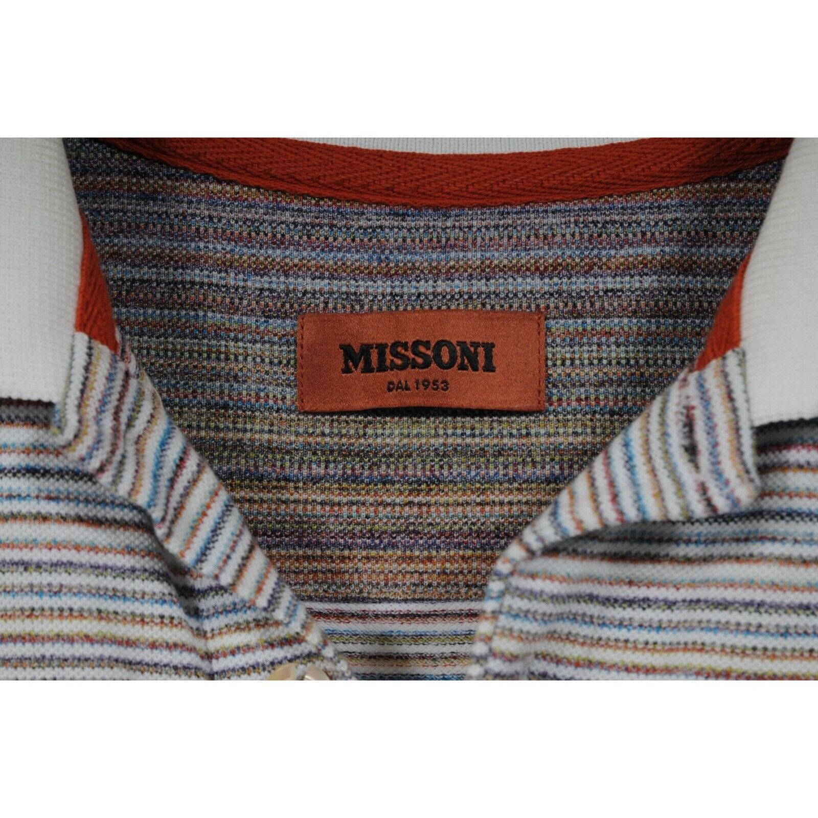 Missoni Striped Polo Shirt Blue White Orange Size US M / EU 48-50 / 2 - 3 Thumbnail