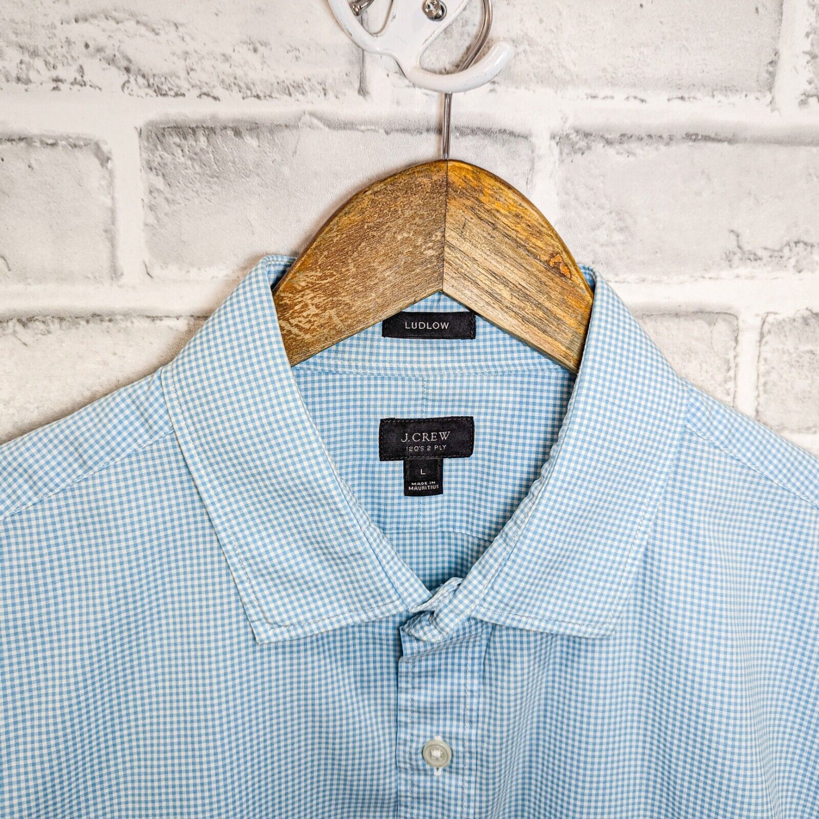 J.Crew J.Crew Ludlow Men's Button up Shirt in Light blue mini check Size US L / EU 52-54 / 3 - 3 Thumbnail