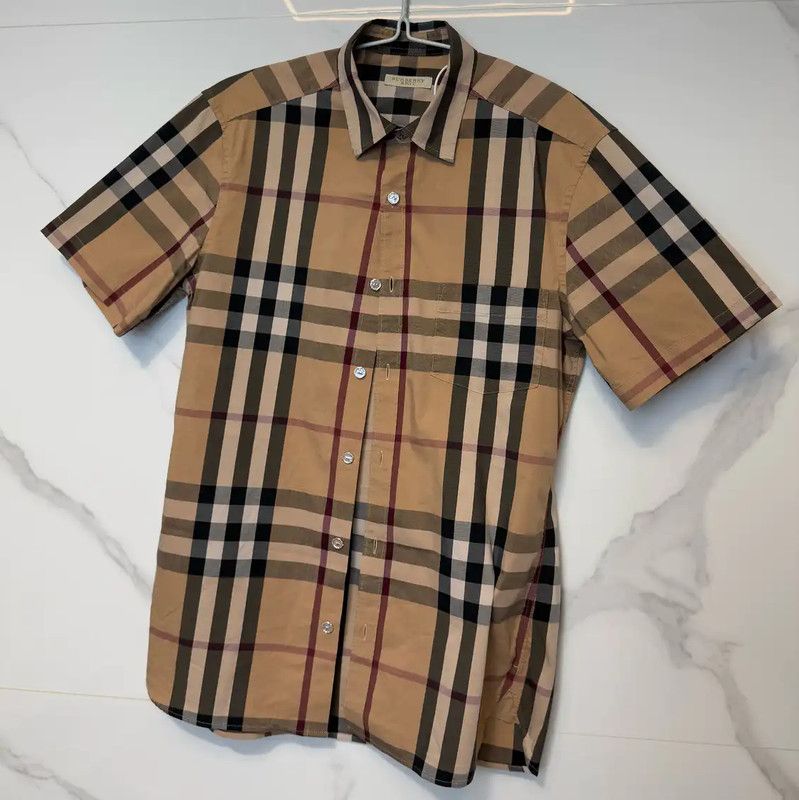 Burberry Burberry Short Sleeve Cotton Shirt in Khaki Size US S / EU 44-46 / 1 - 1 Thumbnail