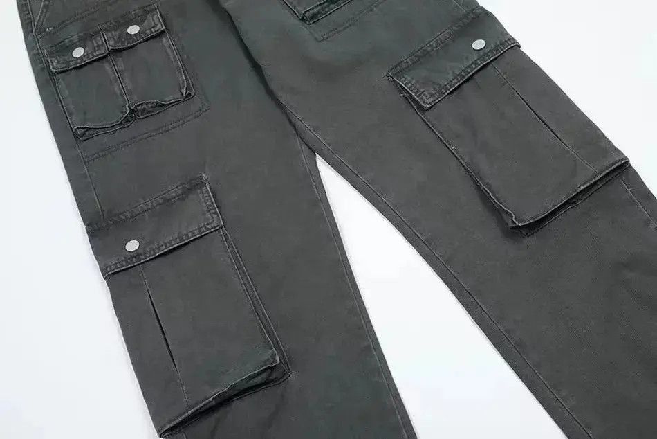 Japanese Brand Gray Color Streetwear Y2K Straight Cargo Pant Size US 30 / EU 46 - 6 Thumbnail