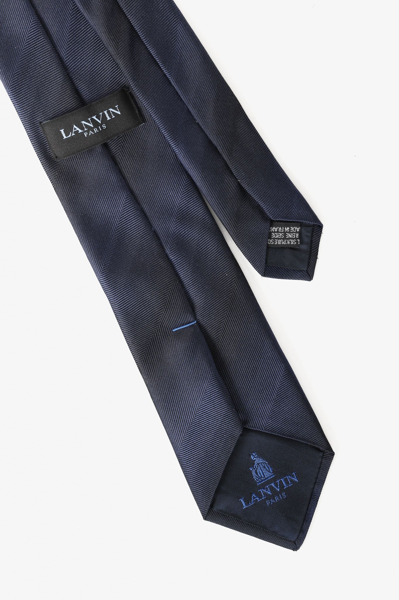 Lanvin Lanvin Navy Blue Micro Stripes Silk Necktie Size ONE SIZE - 4 Thumbnail