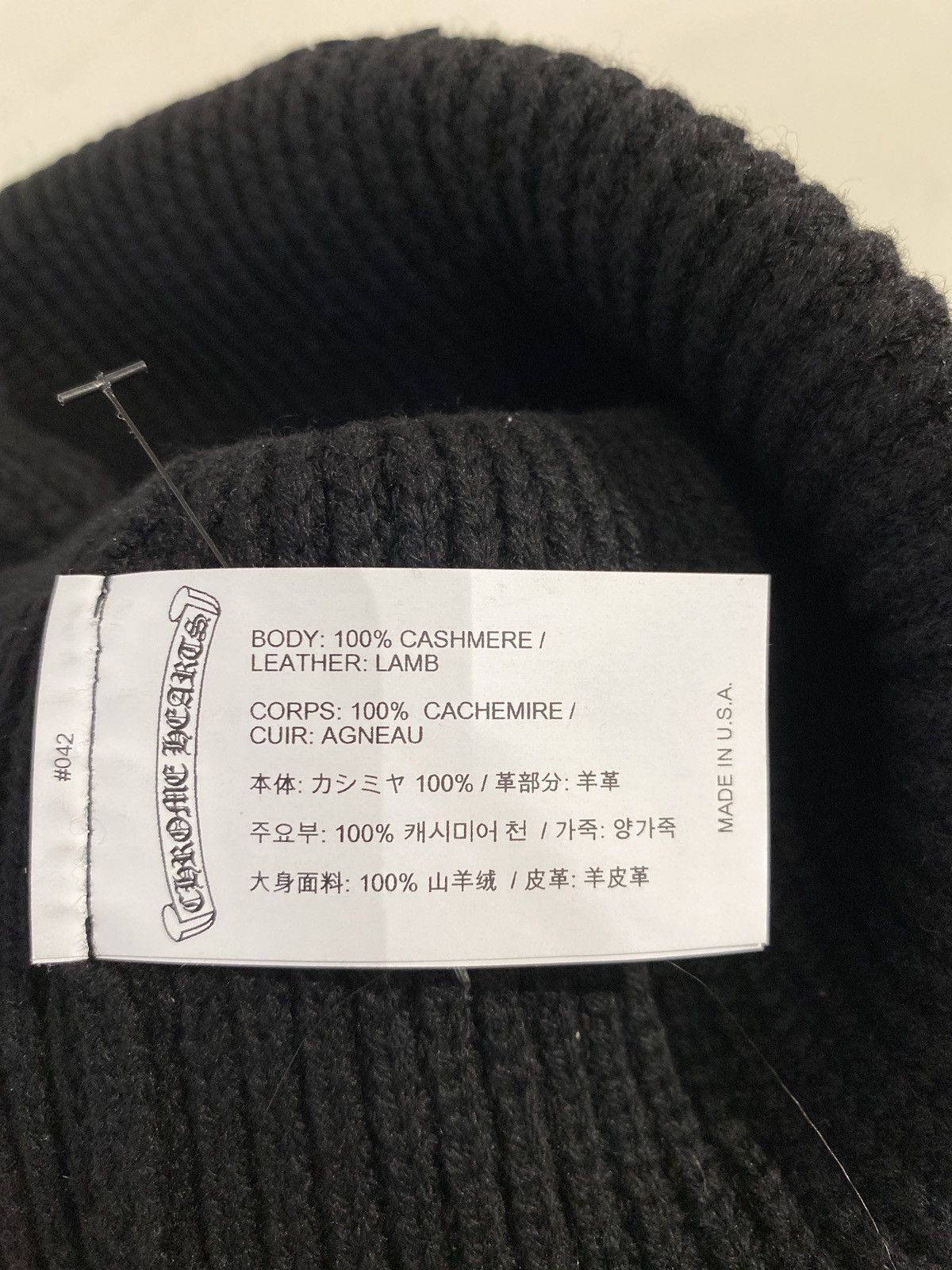 Chrome Hearts Chrome Hearts Cashmere Black Triple Cross Patch Beanie Size ONE SIZE - 7 Thumbnail
