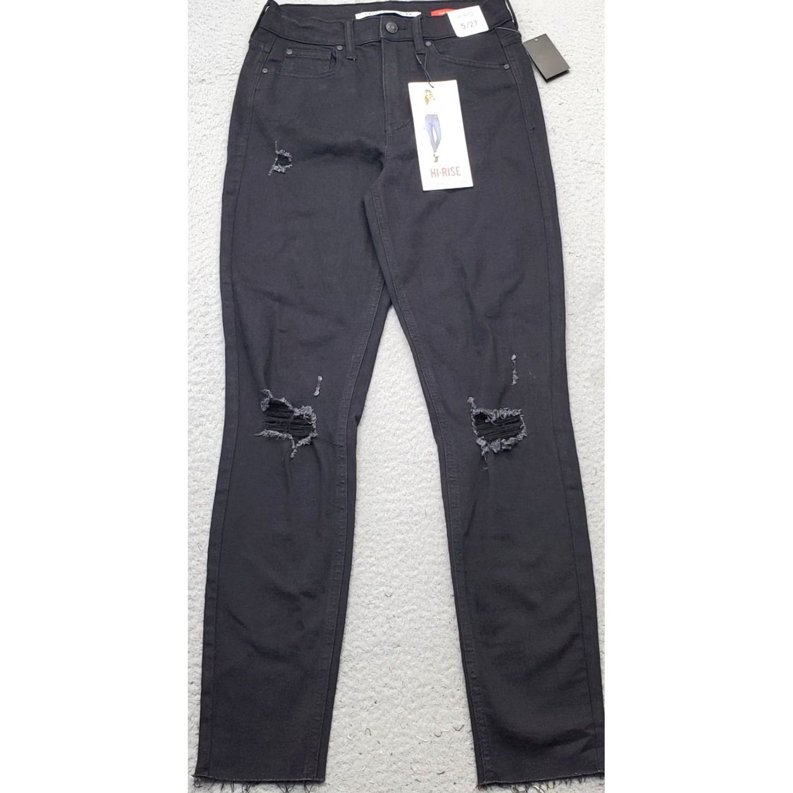Vintage Celebrity Pink The Spice Skinny Jeans Womens 5/27 Black Denim Slim Distressed" Size 27" / US 4 / IT 40 - 2 Thumbnail
