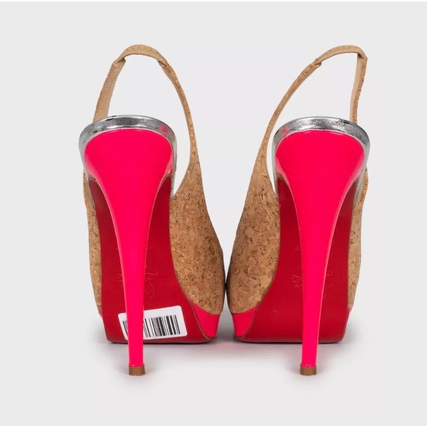 Christian Louboutin Christian Louboutin Catenita Cork Heels Brown Size 38.5 Size US 7.5 / IT 37.5 - 4 Thumbnail
