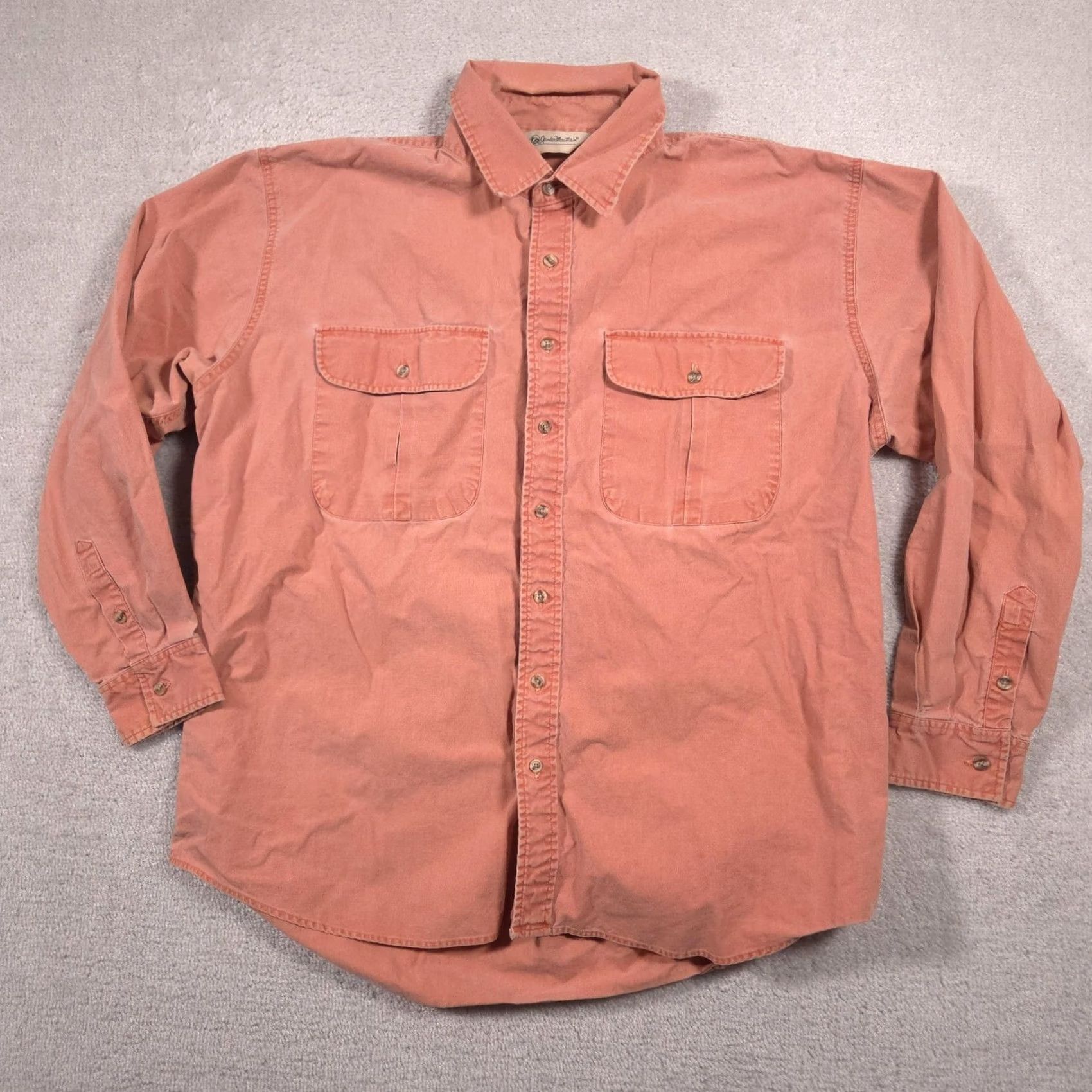 Vintage Gander Mountain Shirt Mens 2XL Orange Solid Button Front Long Sleeve Outdoor Size US XXL / EU 58 / 5 - 2 Thumbnail