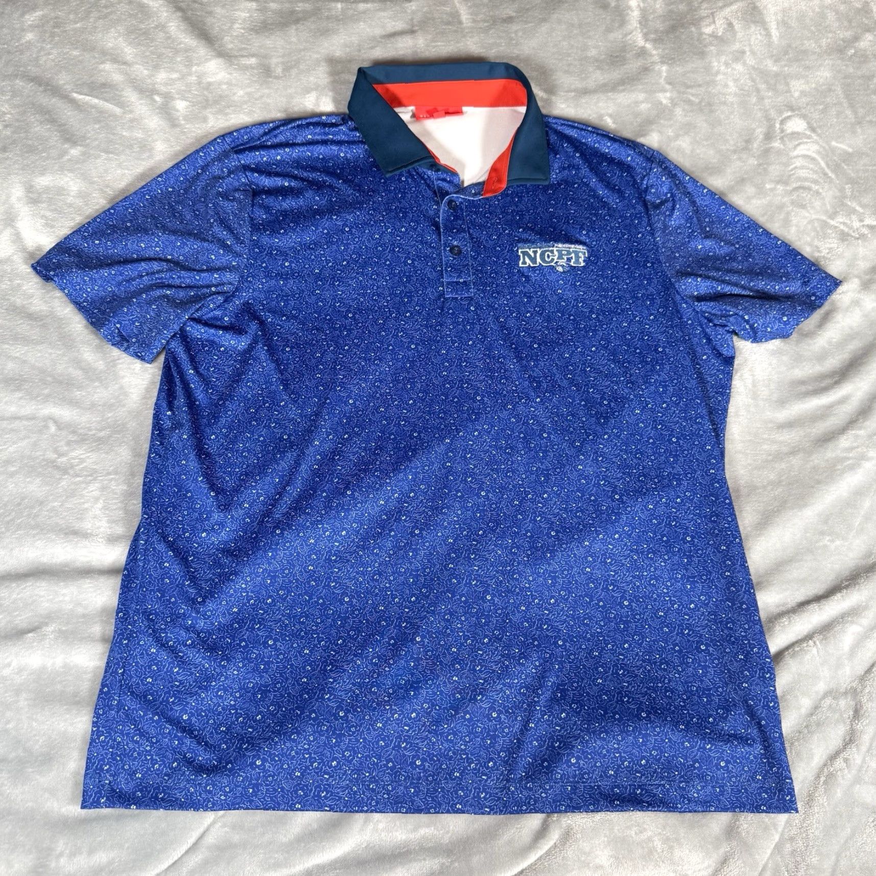 Vintage RedVanly Floral Golf Polo Shirt Mens XL North Caldwell Police Logo Blue Size US XL / EU 56 / 4 - 3 Thumbnail