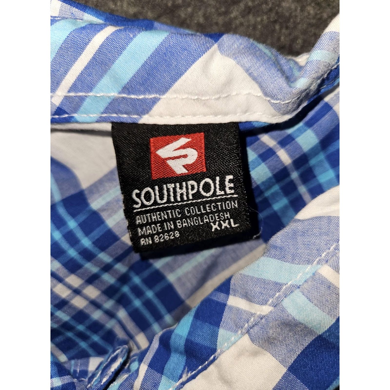 Southpole Southpole Shirt Mens 2XL Slim Blue Plaid Short Sleeve Button Front Pockets Size US XXL / EU 58 / 5 - 2 Thumbnail