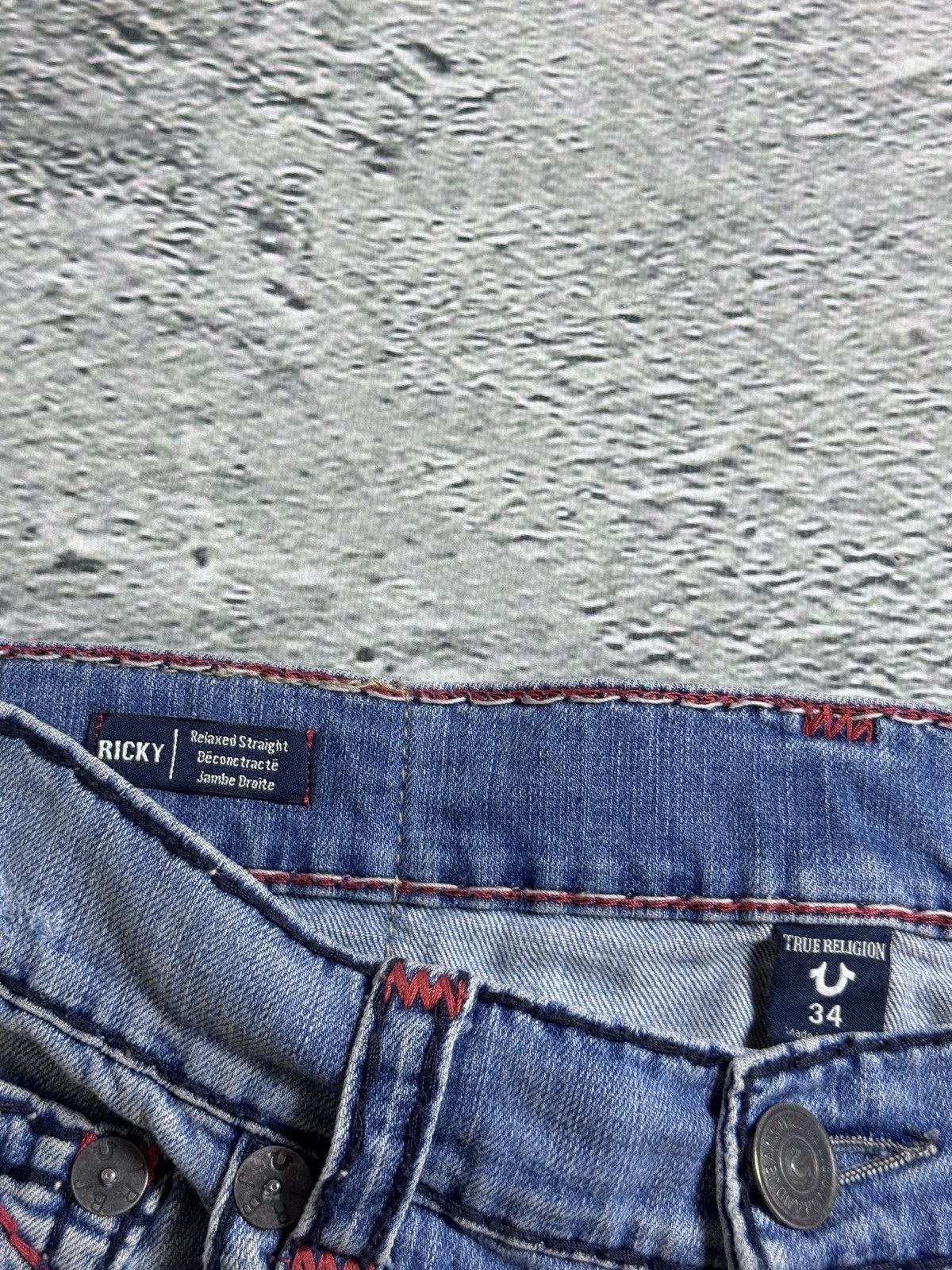 True Religion True Religion blue jeans red thick stitching Y2K studded Size US 34 / EU 50 - 9 Thumbnail