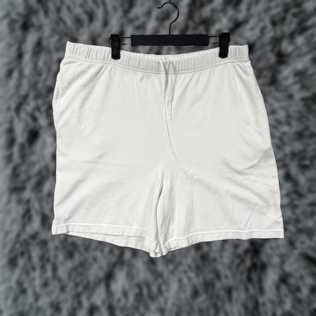 Saks Fifth Avenue REAL CLOTHES Saks Fifth Avenue Shorts Women M White Cotton Jersey Casual Sweat with Elastic Waist Drawstring Pockets Lightweight Breathable Size 32" / US 10 / IT 46 - 1 Thumbnail