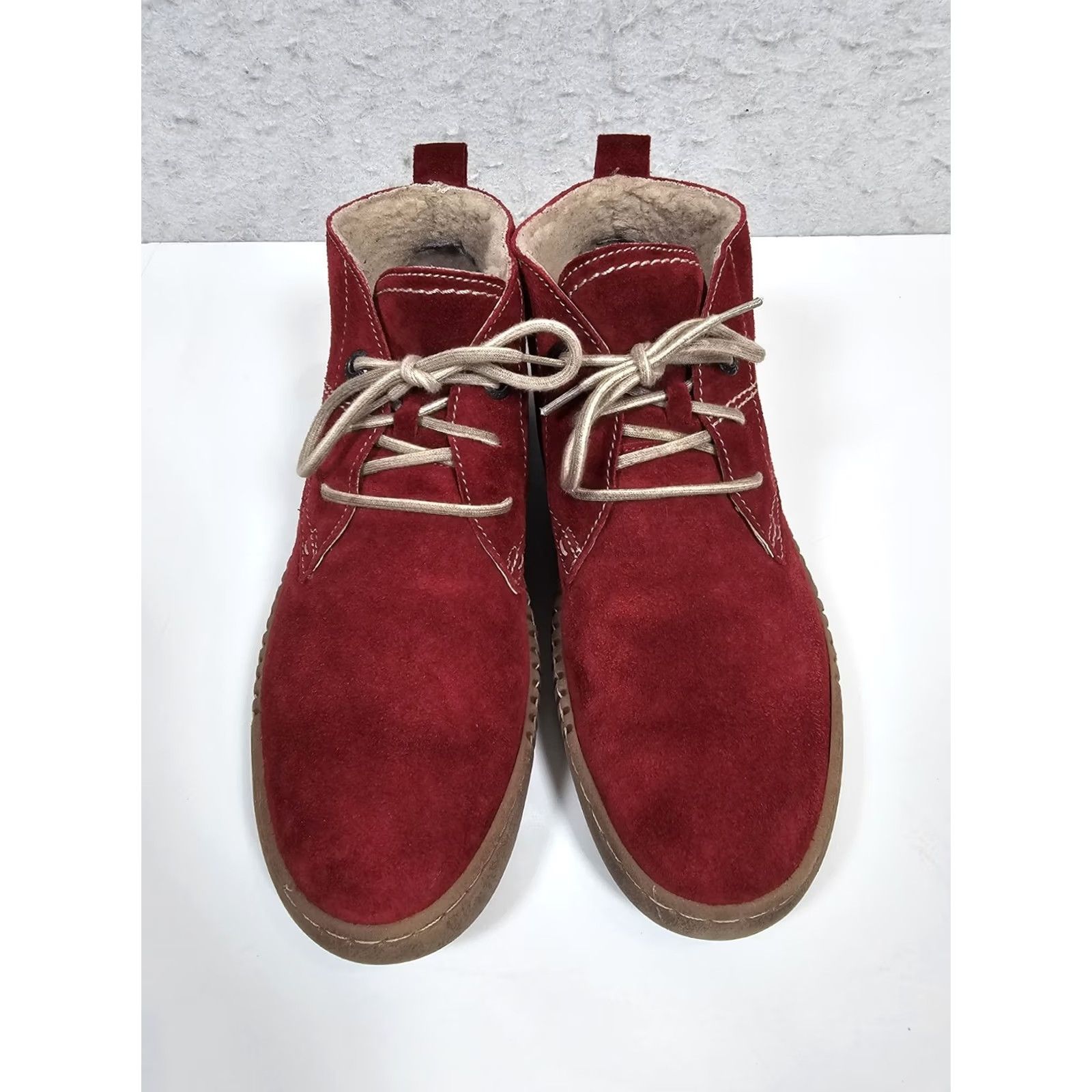 Vintage VINTAGE Josef Seibel Chukka Boots Women’s Sz 41 Red Suede Sherpa Lined Ankle Leather Insole Warm Indoor Outdoor Bohemian 90s? No, not N/A Size US 8 / IT 38 - 4 Thumbnail