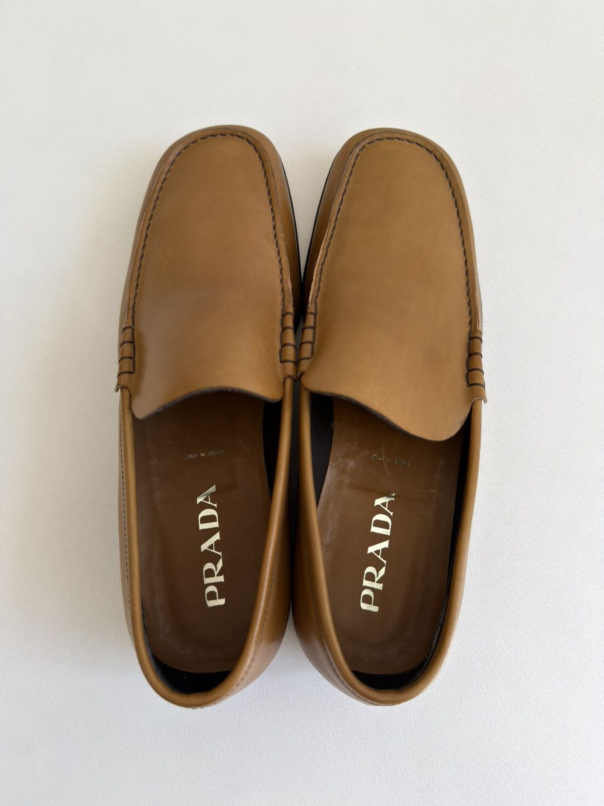 Prada Tan Leather ‘Square Toe’ Loafers Size US 8.5 / EU 41-42 - 10 Thumbnail