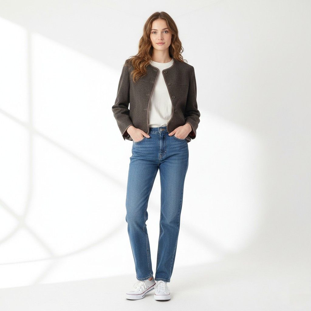 Jaeger Jaeger Women 14 Blazer Grey Wool Vintage Knit 1132 Size M / US 6-8 / IT 42-44 - 1 Thumbnail