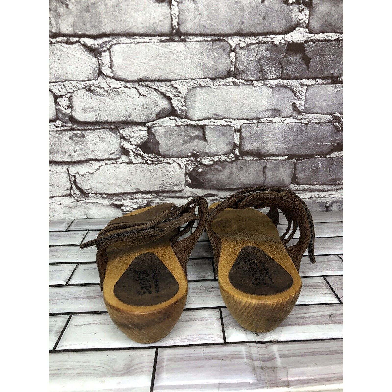 Other Sanita Brown Suede Leather Slide Clogs Wooden Heel Sandals W Size US 9.5 / IT 39.5 - 4 Thumbnail
