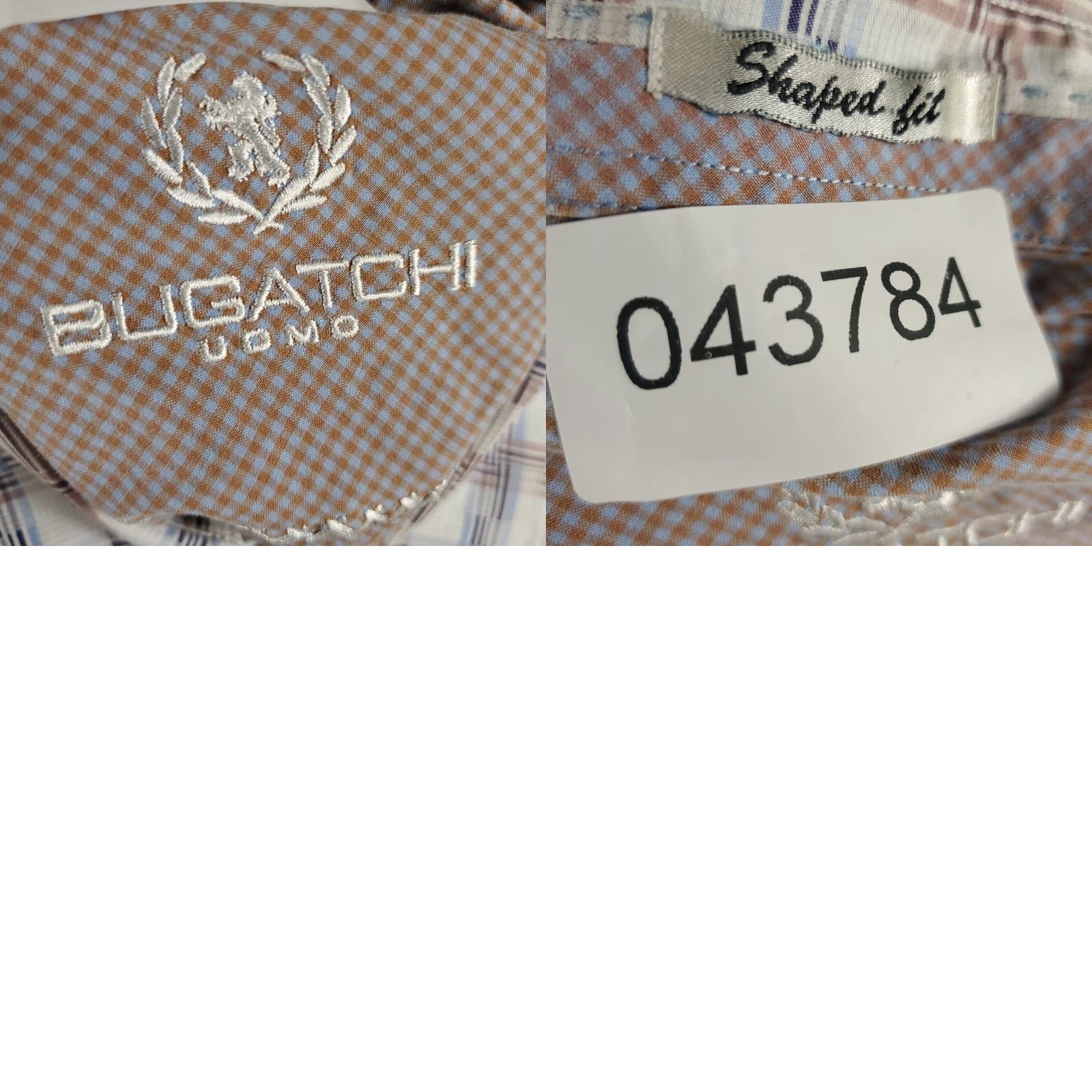 BUGATCHI Bugatchi Shirt Mens Large Blue Plaid Shaped Fit Button Up Short Sleeve Size US L / EU 52-54 / 3 - 8 Thumbnail