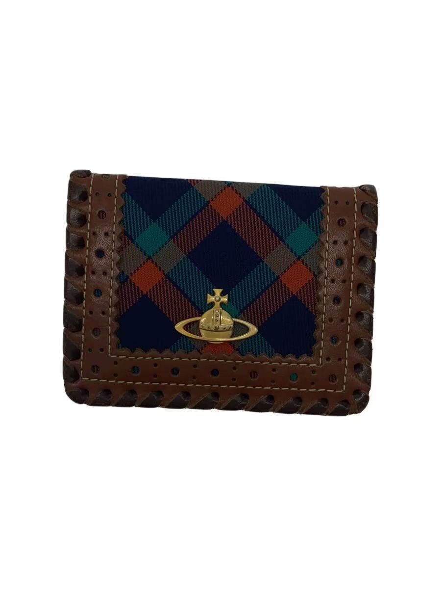 Vivienne Westwood Plaid Orb Leather Card Holder Wallet Size ONE SIZE - 1 Thumbnail