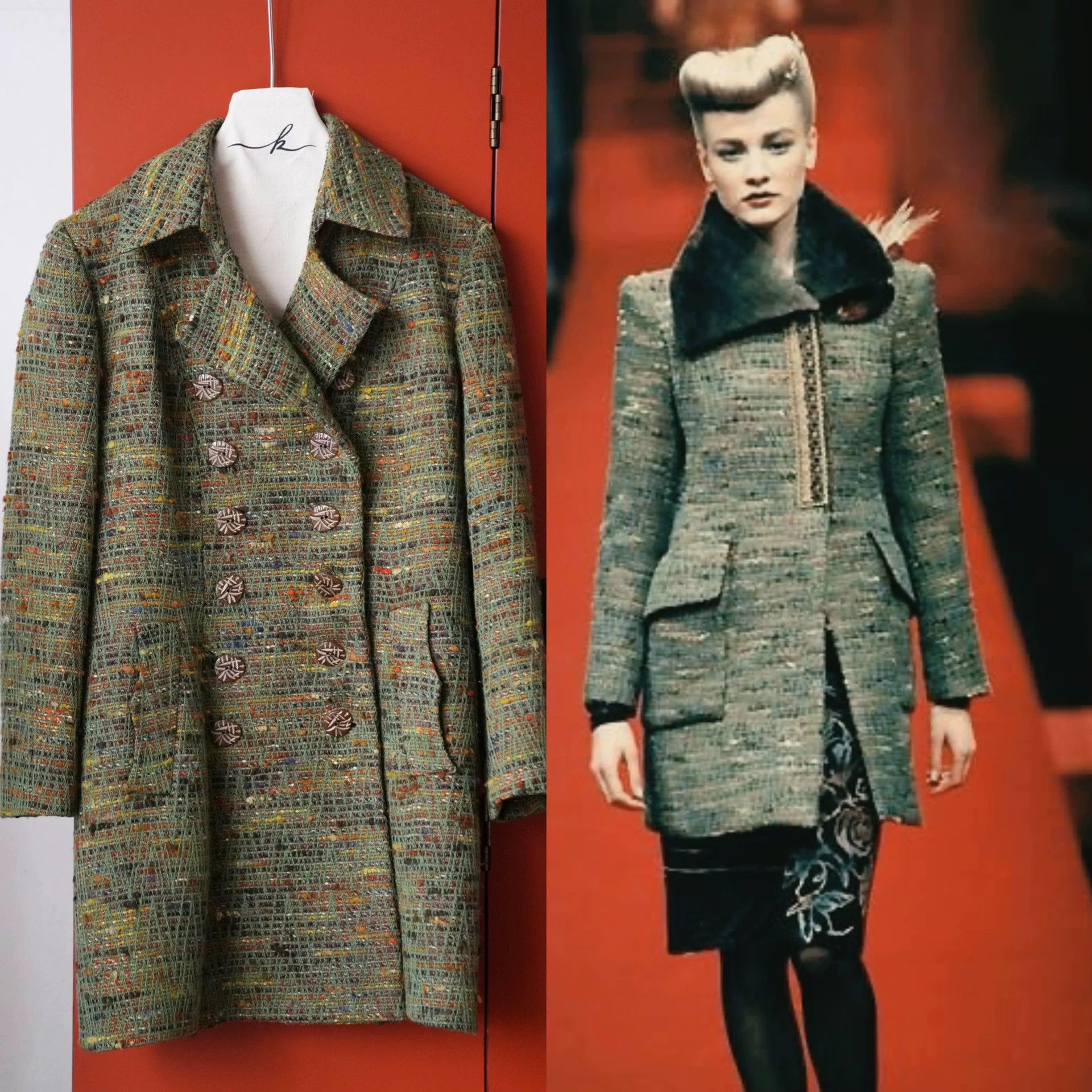 Christian Lacroix Christian Lacroix 1998 Olive Green Wool Tweed Coat FR42 Size M / US 6-8 / IT 42-44 - 2 Thumbnail